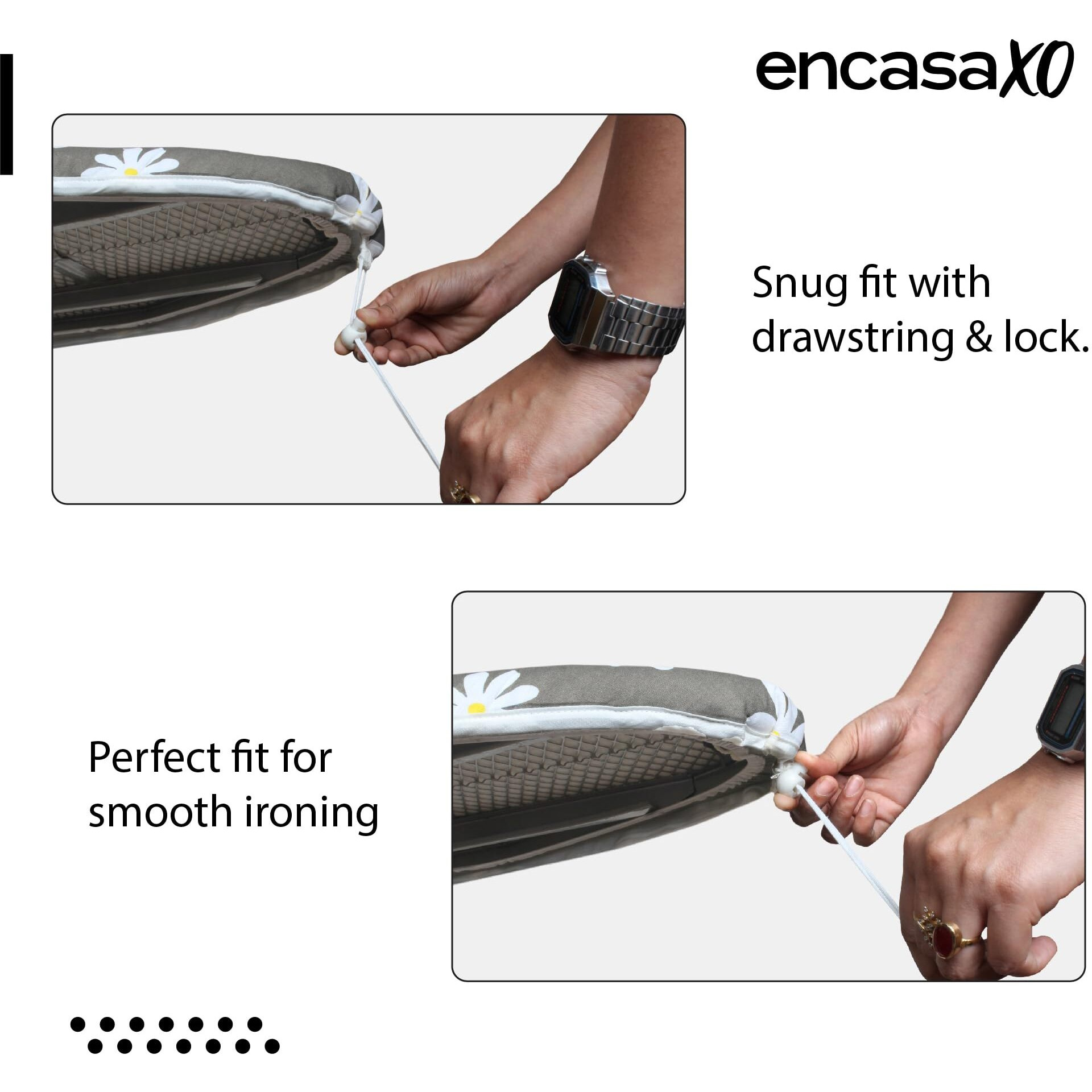 Encasa Ironing Board Covers (15 X 54 Inch) Drawstring Tightening With Thick 3 Mm Felt Padding, Easy Fit, Scorch Resistant, Printed - Yellow Moon
