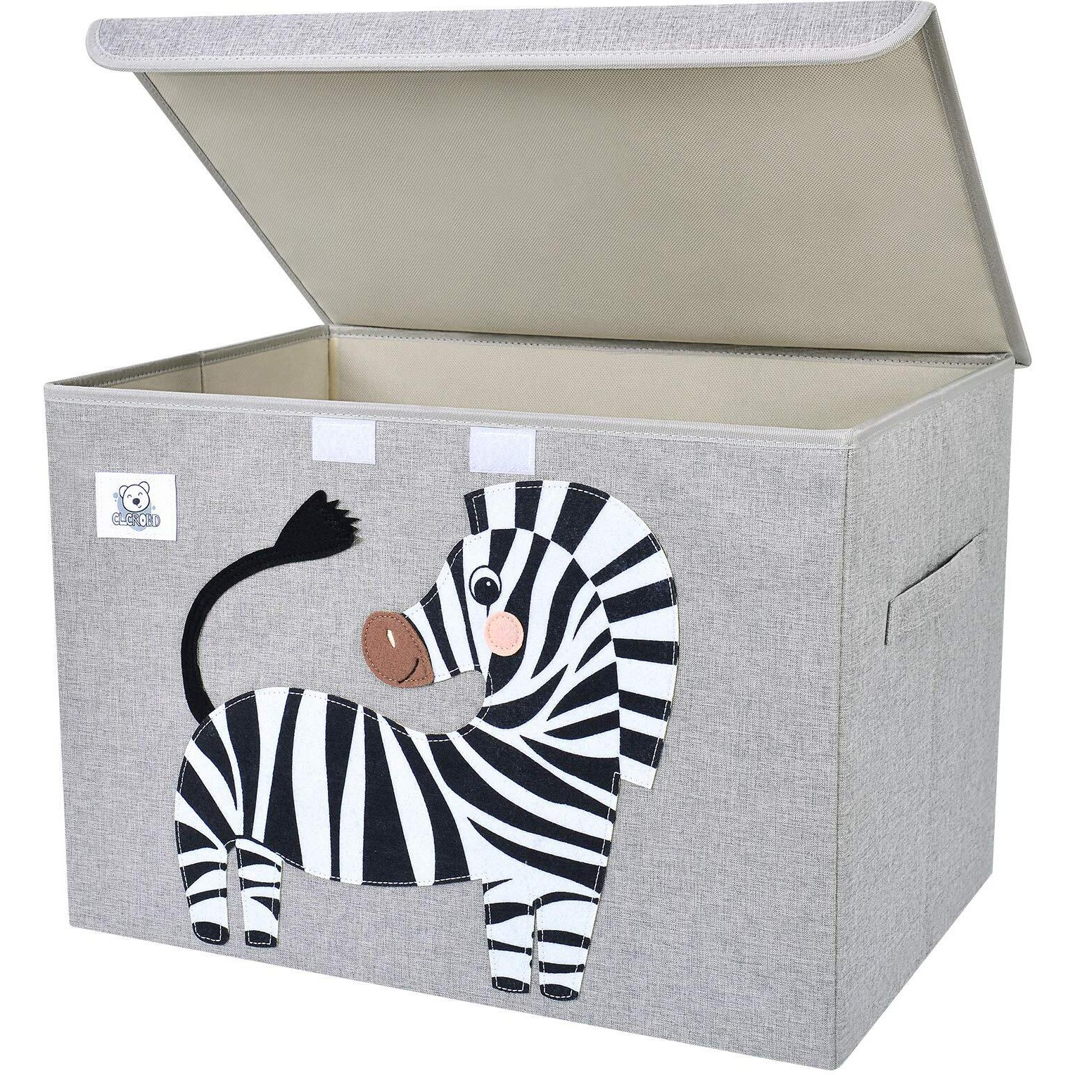 Clcrobd Foldable Large Kids Toy Chest With Flip-Top Lid, Collapsible Fabric Animal Toy Storage Organizer/Bin/Box/Basket/Trunk For Toddler, Children And Baby Nursery (Zebra)