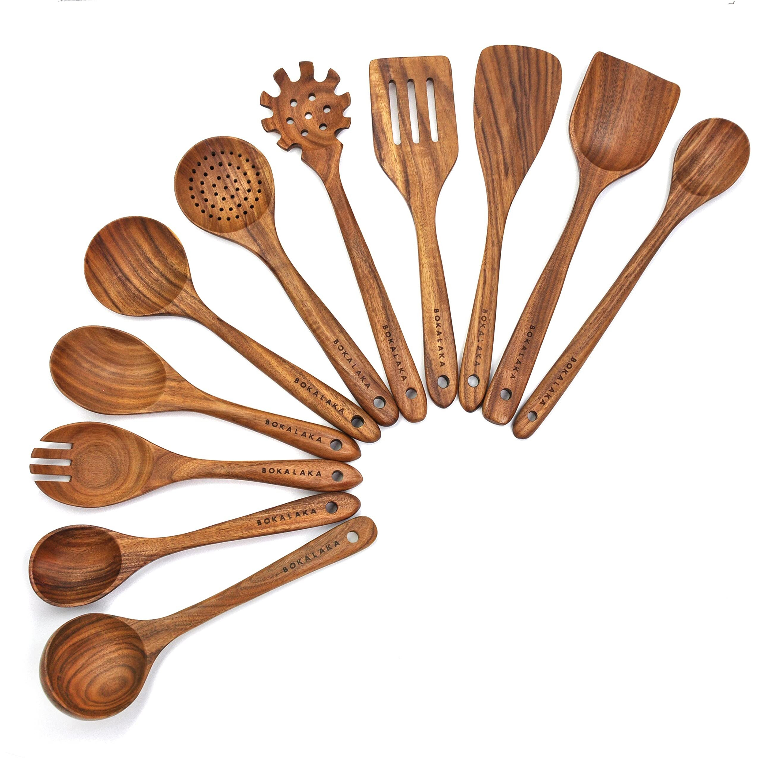 Wooden Spoons For Cooking,11 Pcs Wooden Kitchen Utensils Set Wooden Utensils For Cooking Wooden Cooking Utensils Wooden Spatulas