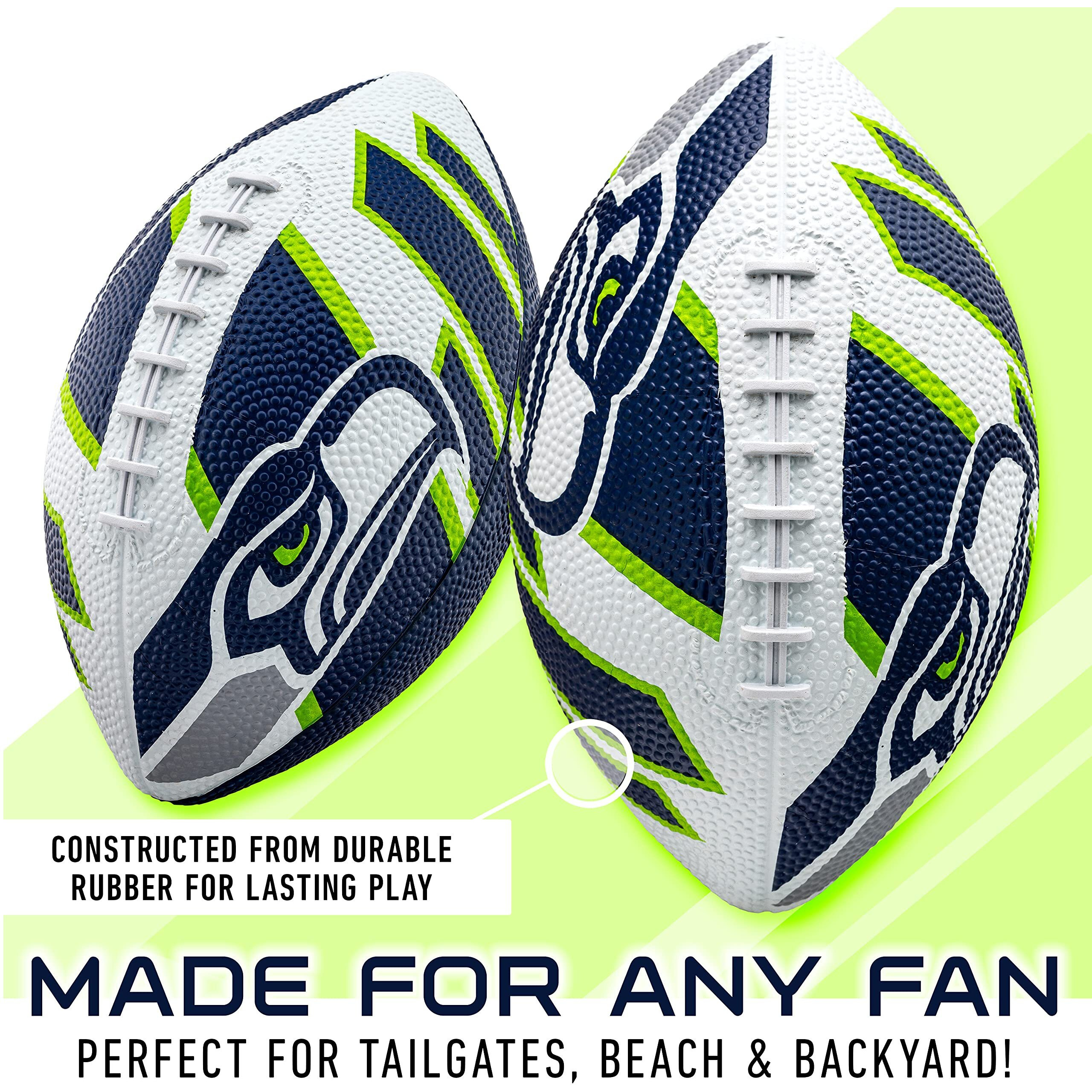 Franklin Sports Nfl Seattle Seahawks Football - Youth Football - Mini 8.5"" Rubber Football - Perfect For Kids - Team Logos And Colors