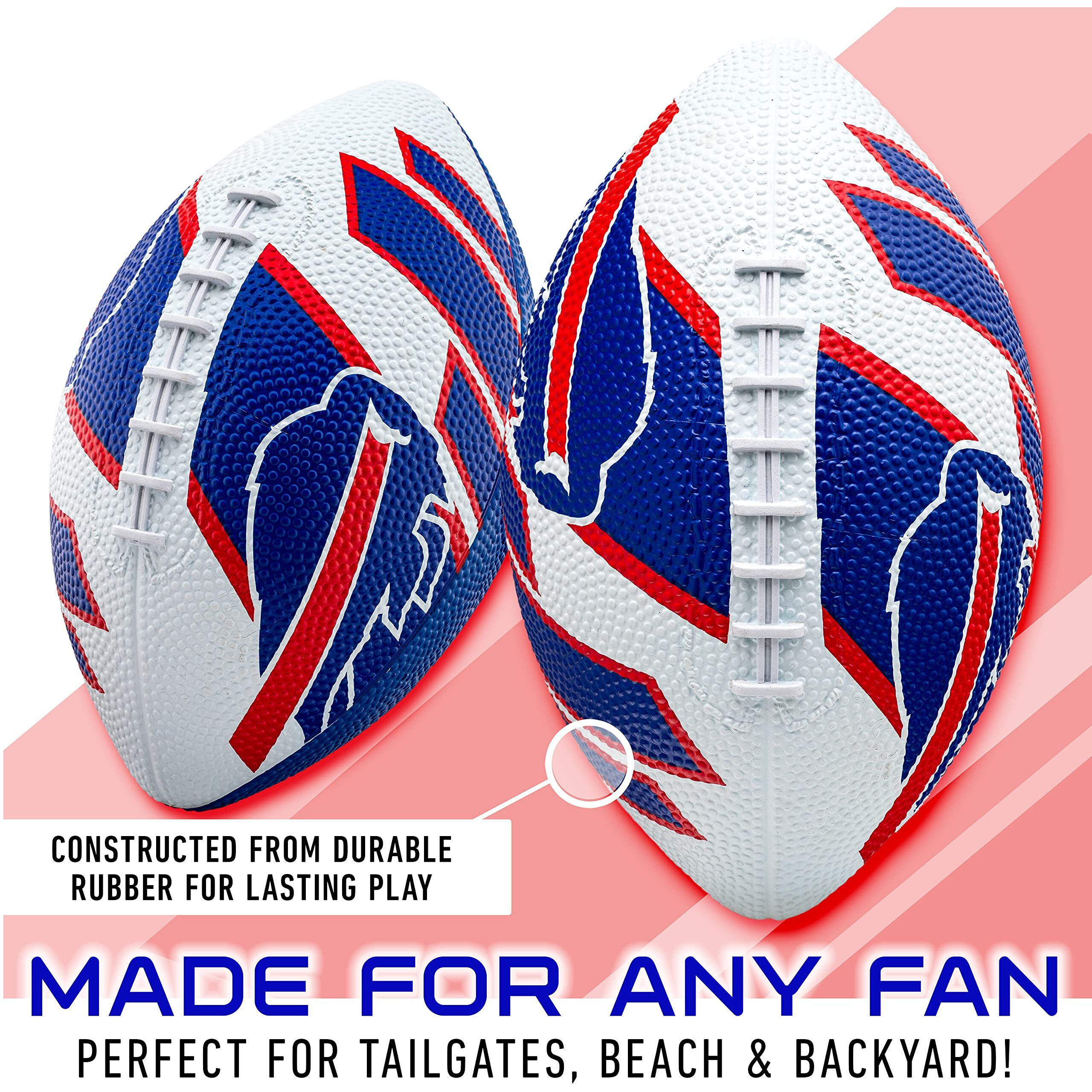 Franklin Sports Nfl Buffalo Bills Football - Youth Football - Mini 8.5"" Rubber Football - Perfect For Kids - Team Logos And Colors
