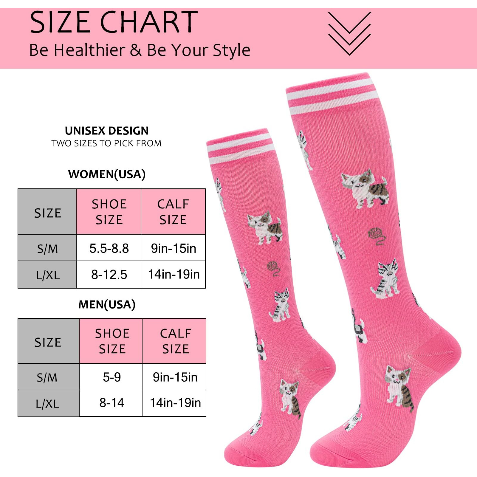 Fenglaoda Compression Socks For Women Circulation 20-30Mmhg Crazy, Cute, Socks Support For Nurse, Pregnant, Running, Medical