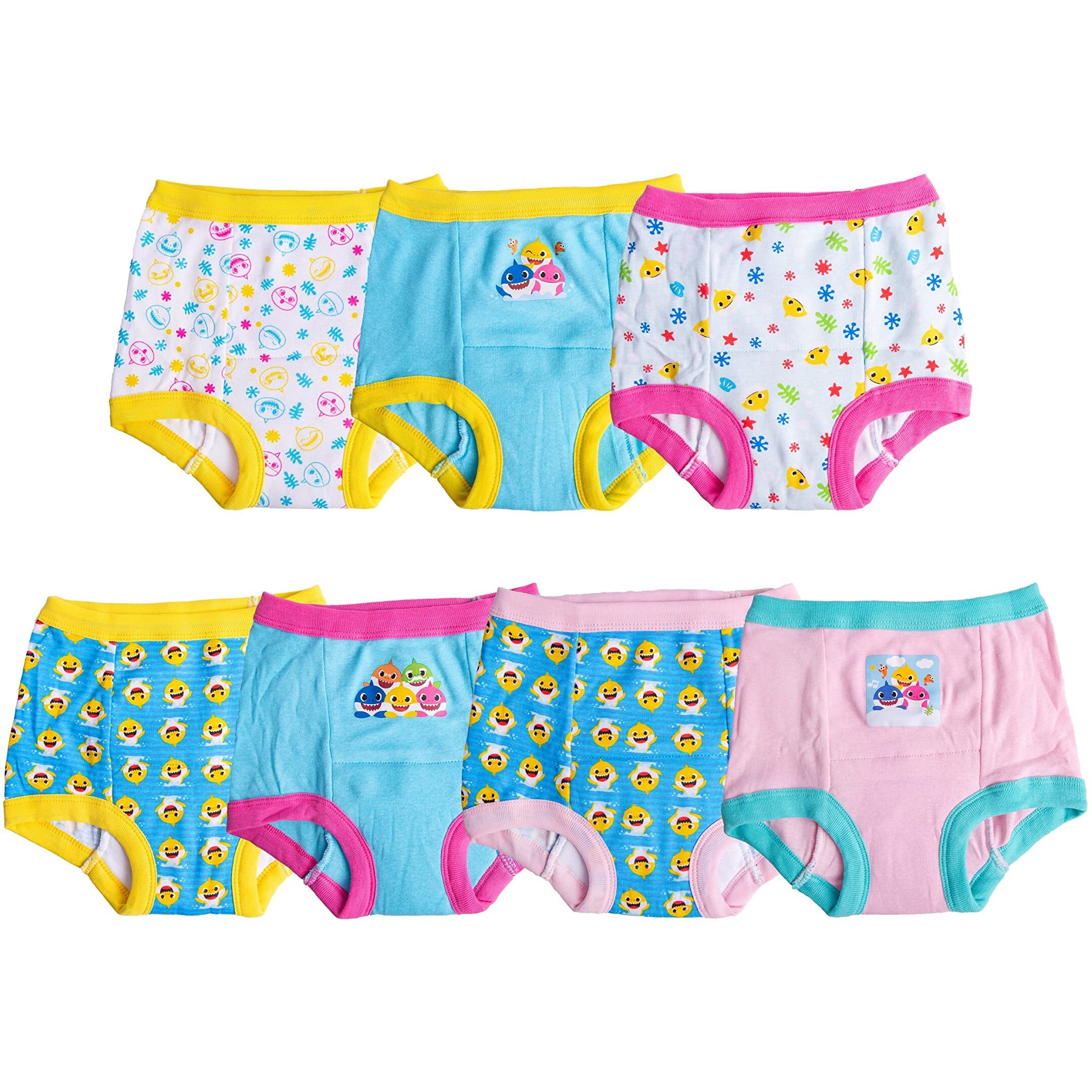 Baby Shark Girls Potty Pant Multipacks Training Underwear, Shark Pink 7Pk, 18 Months Us