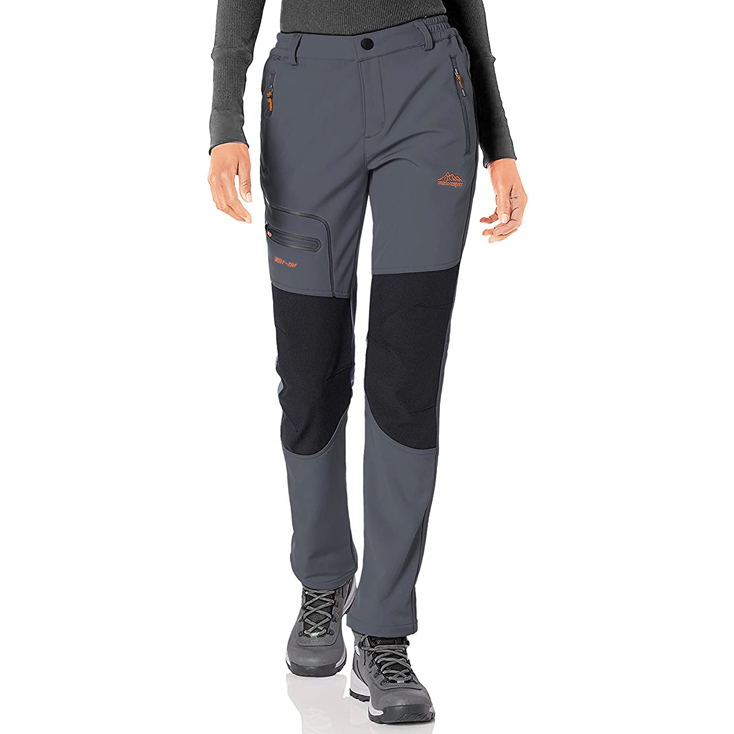 Dafengea Women's Snow Ski Pants Fleece Hiking Waterproof Windproof Softshell Outdoor Snowboard Pants,Cfk1682W-Grey-L