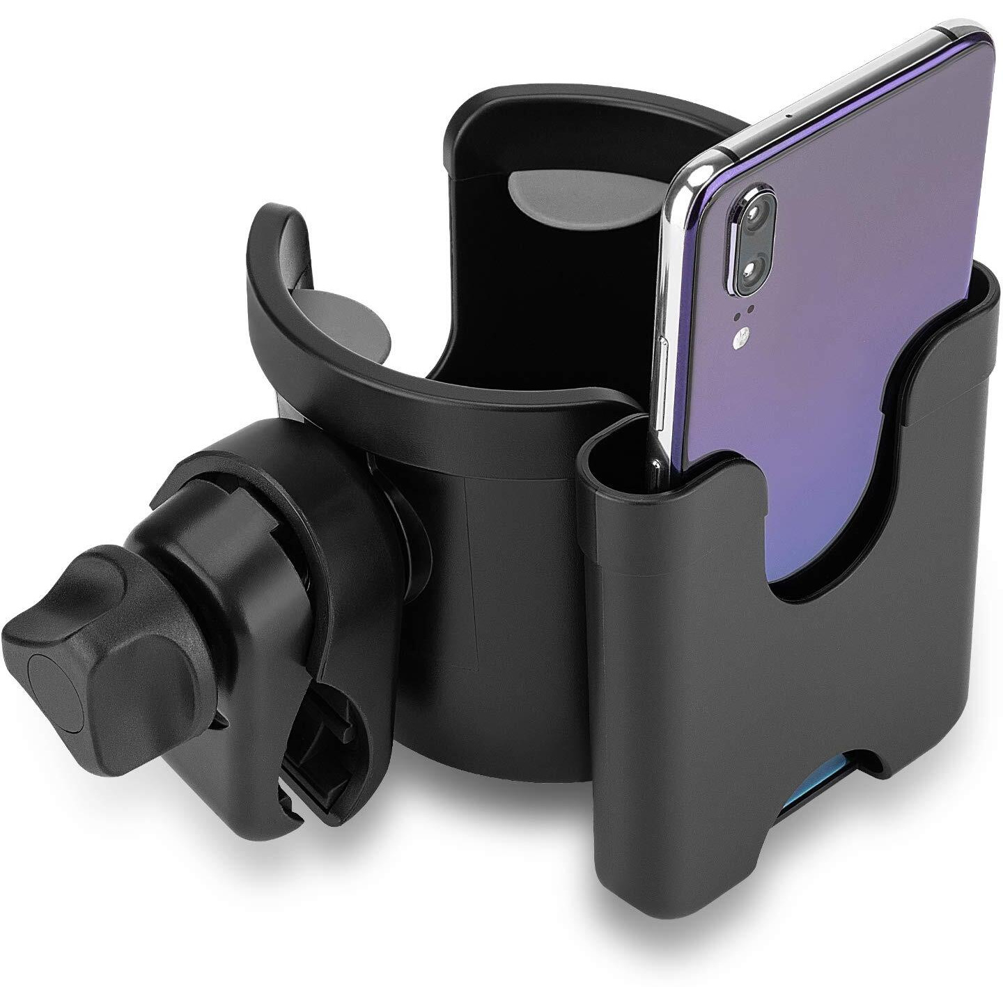 Suranew Universal Stroller Cup Holder, Adjustable Drink Holder With Phone Holder For Baby Stroller, Wheelchair, Walker, Bike, Scooter, Gifts For Family Member.