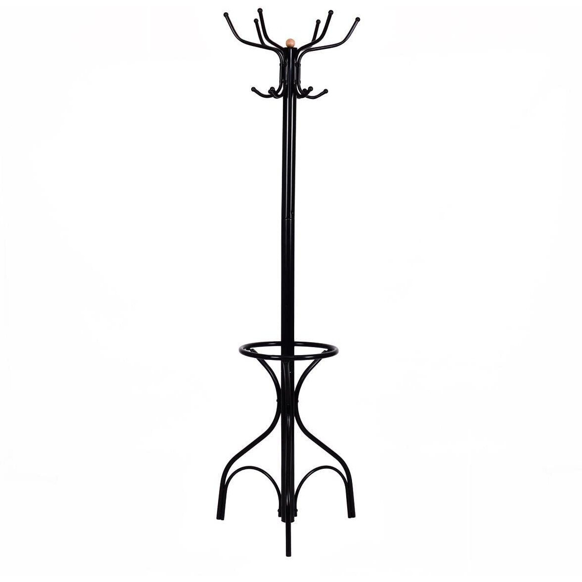 Nightcore Coat Rack Freestanding, Entryway Coat Hanger With Umbrella Rack, Clothes Coat Tree Stand With 12 Hanging Hooks, Coat Rack With Umbrella Stand For Jackets Bags Hats Purse Scarf, Black