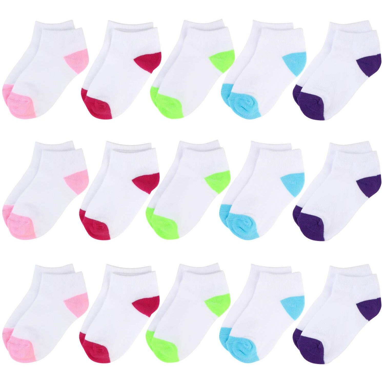 Booph Kids Socks For Boys Girls Low Cut Athletic Ankle Socks 9-12 Years Multi02