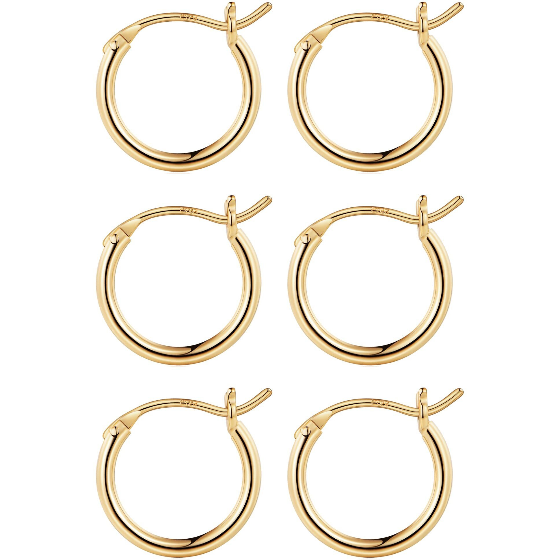 M Mooham Small Gold Hoop Earrings, 14K Gold Plated Hypoallergenic Chunky Mini Jewelry Pack Set Dainty Tiny For Women