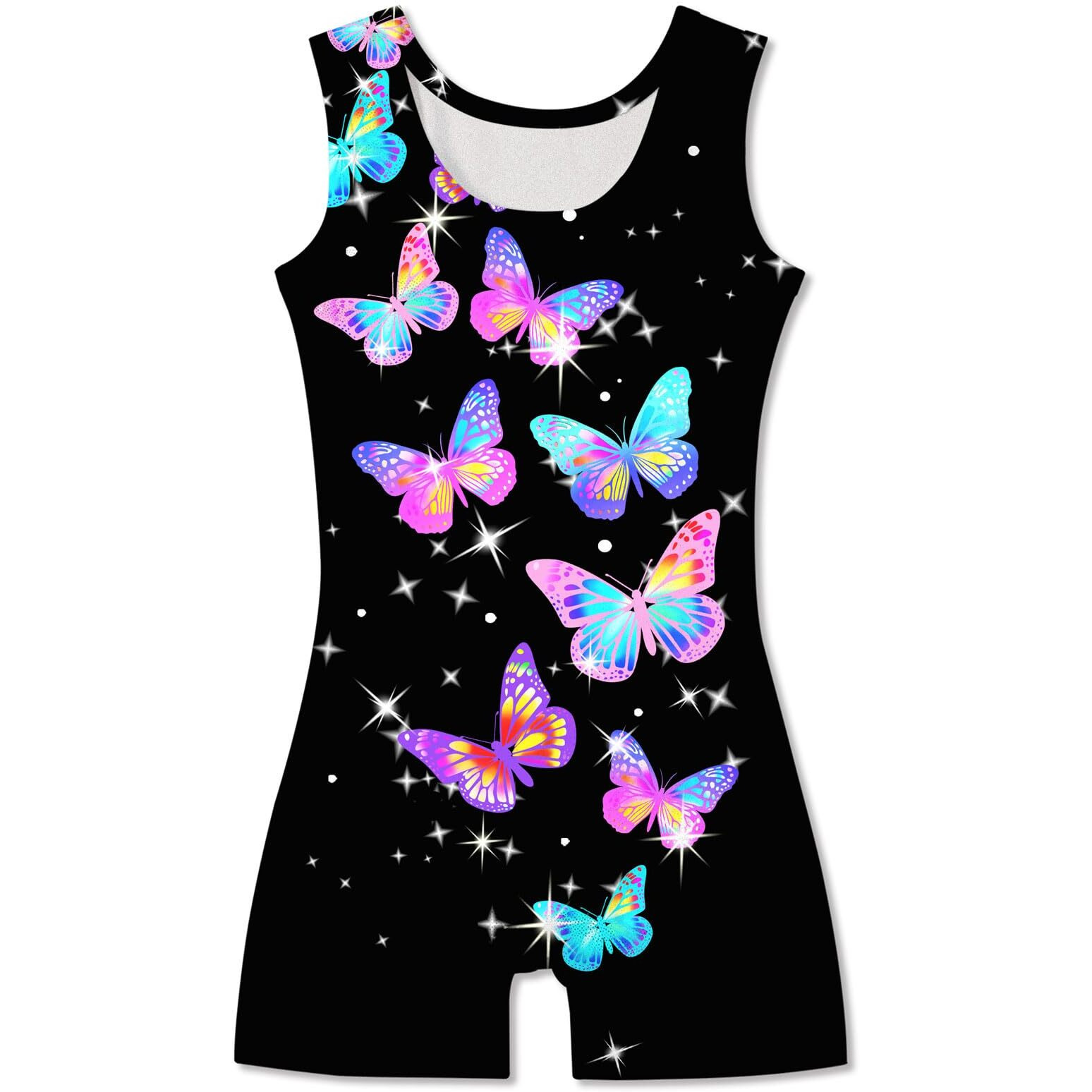 Tuonroad Gymnastics Leotard With Shorts For Girls Biketards With Butterflies 7-8 7/8 Years Old