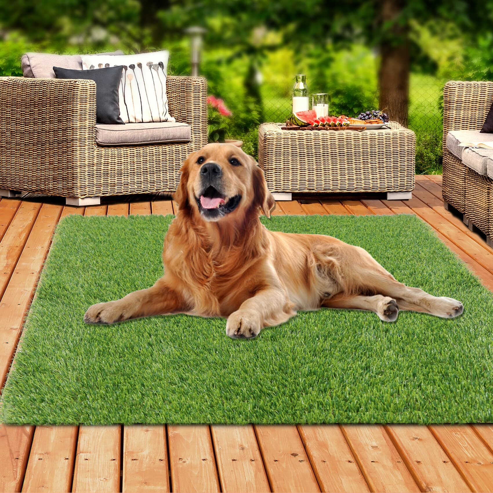 Xlx Turf 5 Ft X 5 Ft Artificial Grass Rug Outdoor/Indoor, Thick Square Fake Grass Turf Carpet For Dog Pet/Balcony/Patio/Plaground/Garden Lawn Landscape Decor, With Drainage Holes