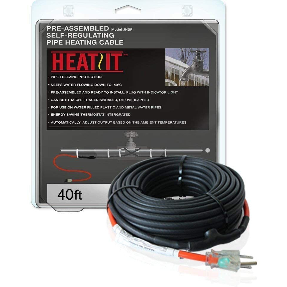 Heatit Jhsf 40-Feet 120V Self Regulating Pre-Assembled Pipe Heating Cable