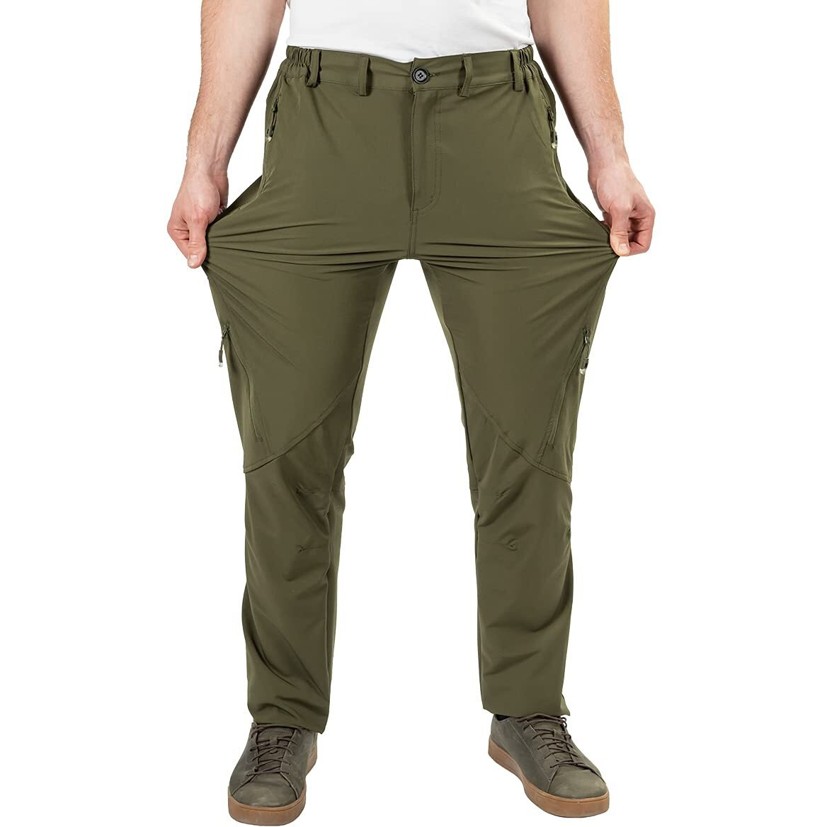 Postropaky Mens Hiking Quick Dry Lightweight Waterproof Fishing Pants Outdoor Travel Climbing Stretch Pants(Green36X30)