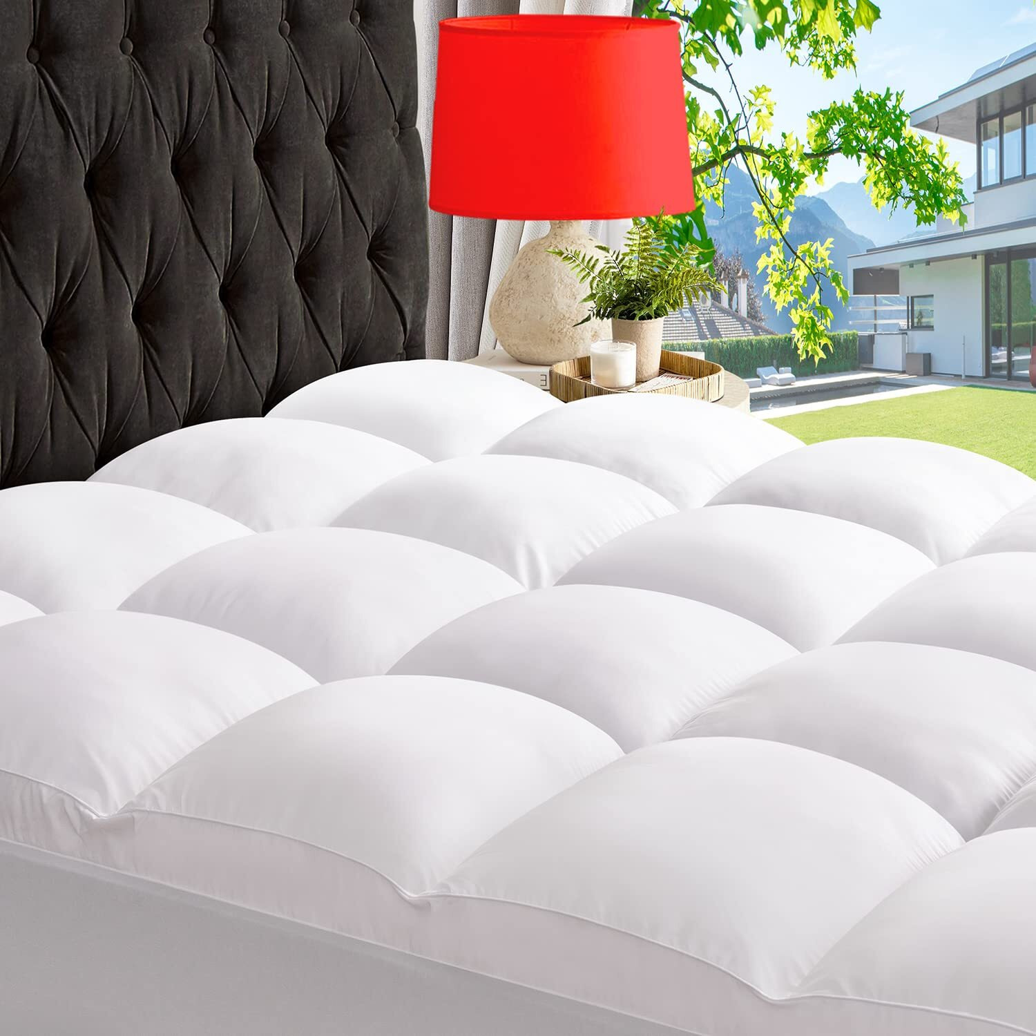 Abene Full Xl Cooling Mattress Topper For Back Pain Relief, Extra Thick Mattress Pad Pillowtop, Soft Mattress Protector Cover With 8""-21"" Deep Pocket, Overfilled Down Alternative Filling