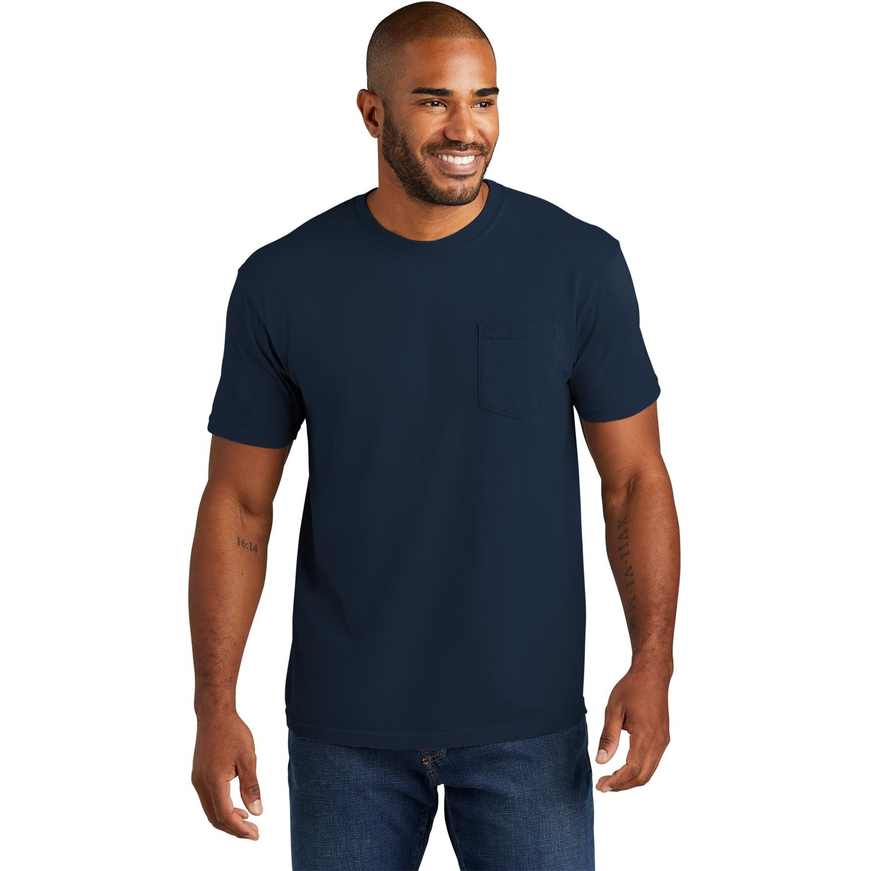 Comfort Colors Men's Adult Short Sleeve Pocket Tee, Style 6030, True Navy, 2X-Large