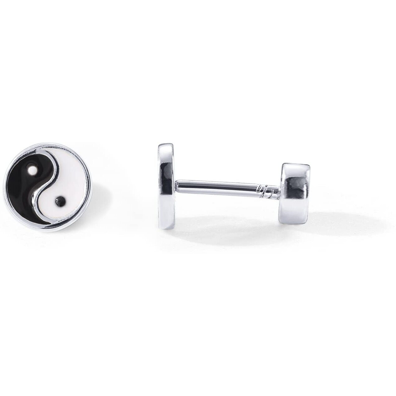 Pavoi 14K Gold Plated 925 Sterling Silver Post Pair Of Flat Back Stud Earrings For Women | Yin And Yang Cartilage Helix Piercing