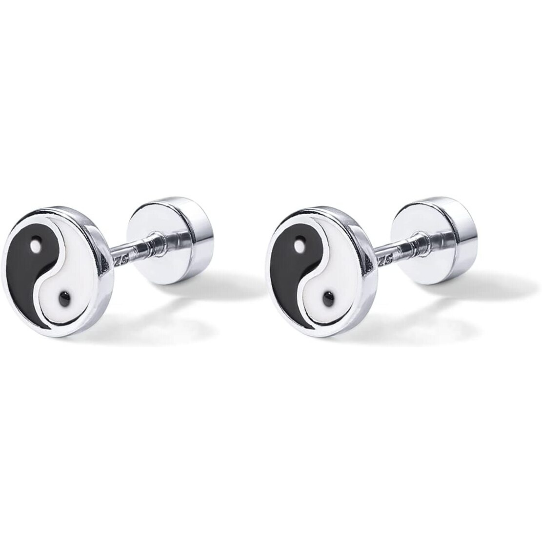 Pavoi 14K Gold Plated 925 Sterling Silver Post Pair Of Flat Back Stud Earrings For Women | Yin And Yang Cartilage Helix Piercing