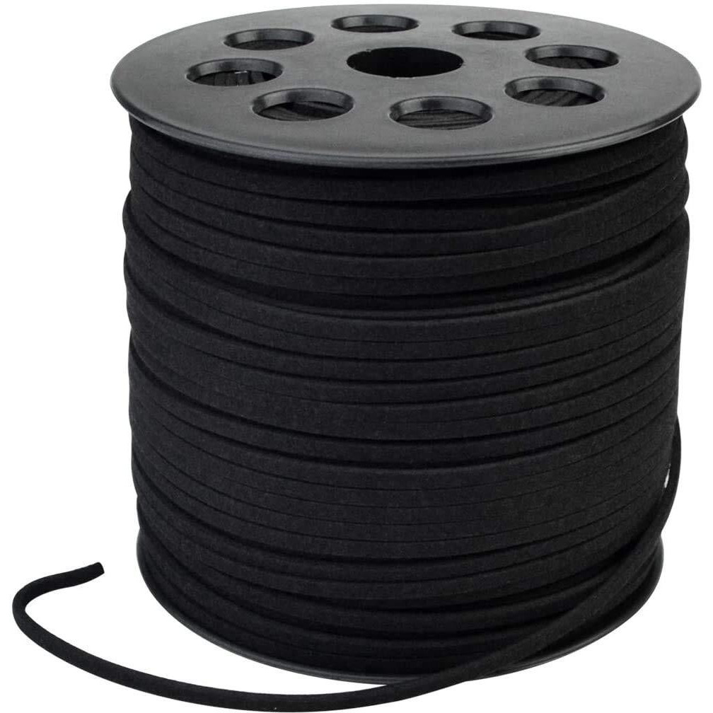 3Mm X100 Yards Black Suede Cord Suede Lace Faux Leather Cord With Roll Spool For Bracelet Necklace Beading Diy Handmade Crafts