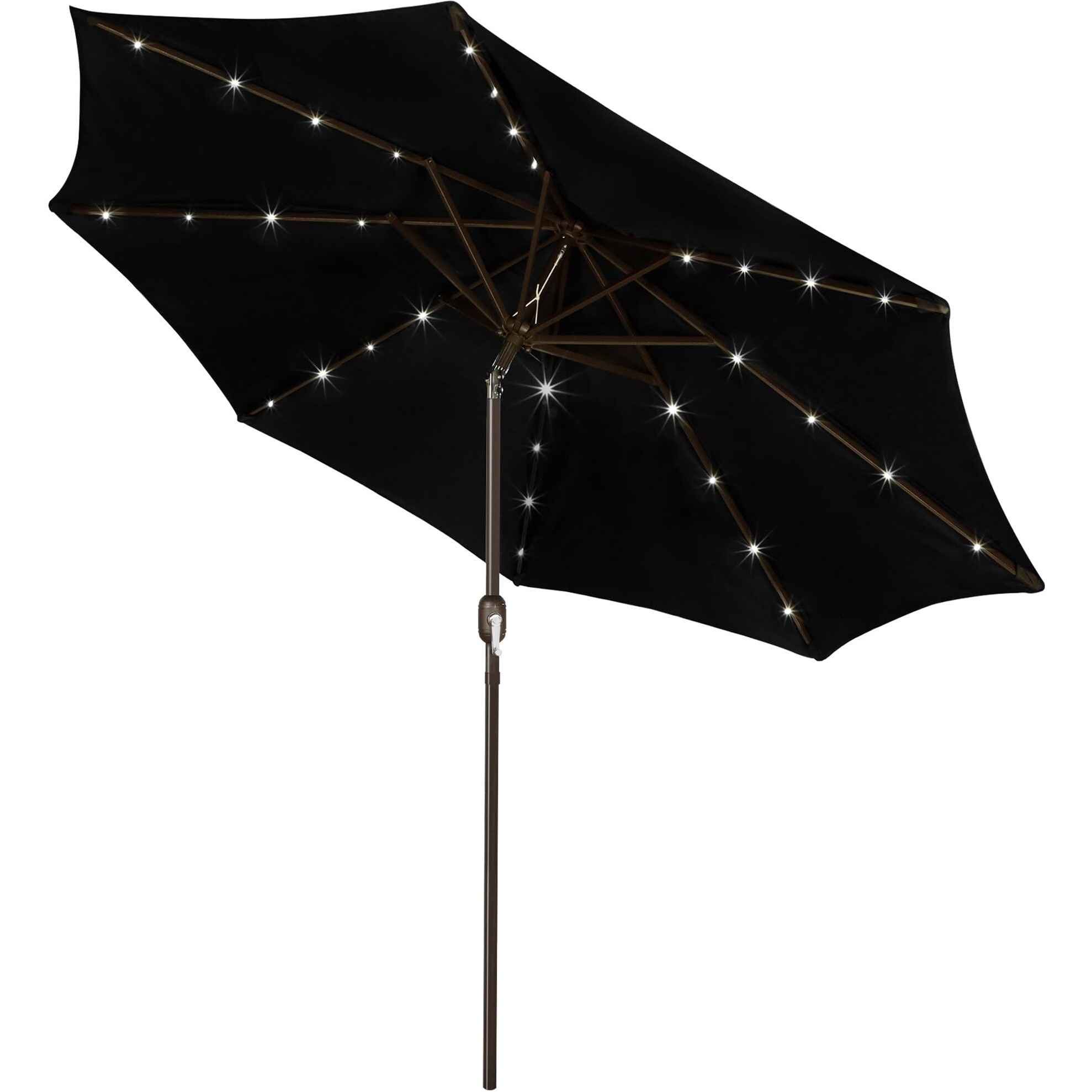 Blissun 9 Ft Solar Umbrella, 32 Led Lighted Patio Umbrella, Table Market Umbrella, Outdoor Umbrella For Garden, Deck, Backyard, Pool And Beach (Black)