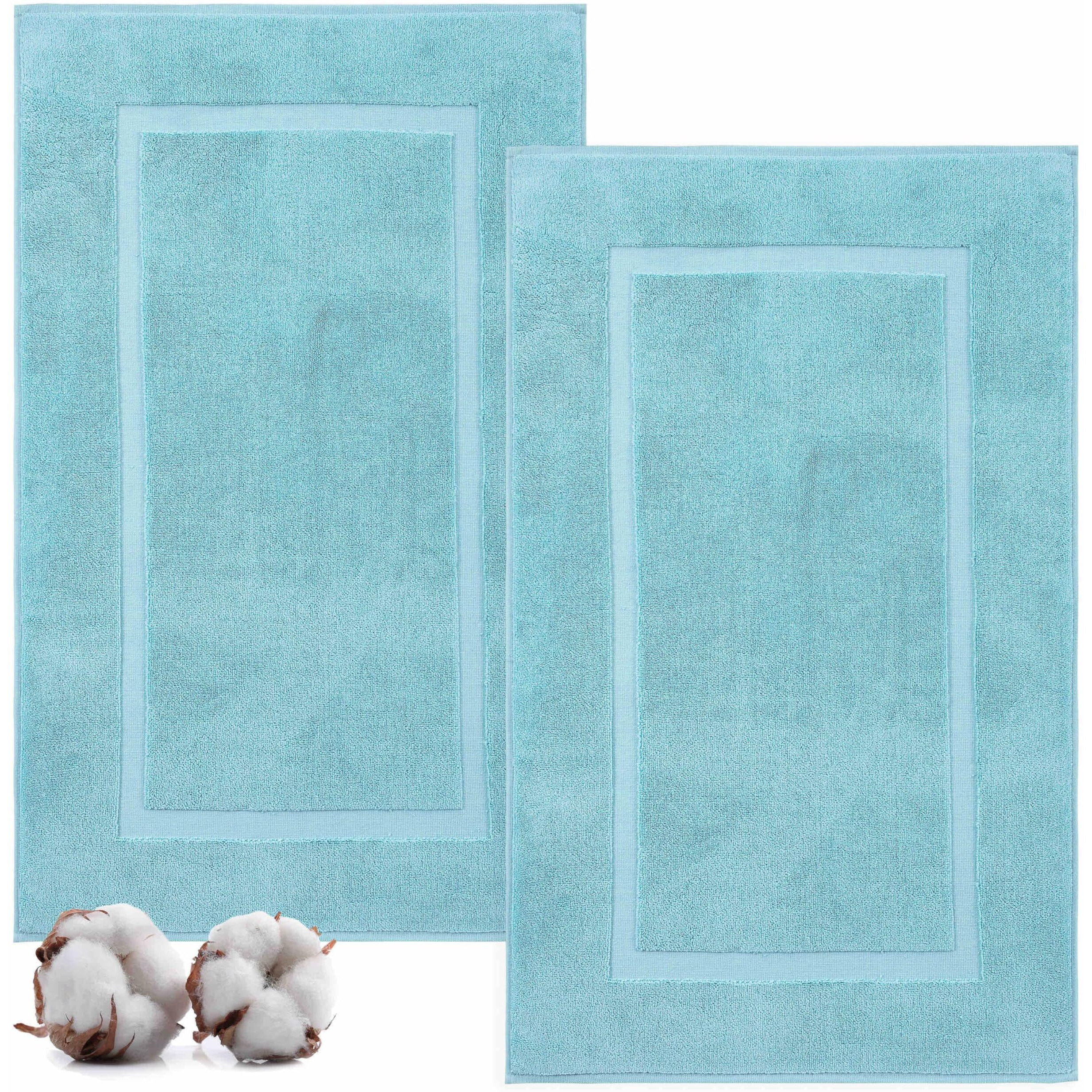 Textilom Luxury 2 Pack Banded Cotton Bath Mats For Bathroom Floor [ Hotel, Spa, Tub, Shower Bath Mat Floor Towel Set ], Machine Washable & Soft & Absorbent & Quick Dry (20 ' 'X34 ' ')- Green