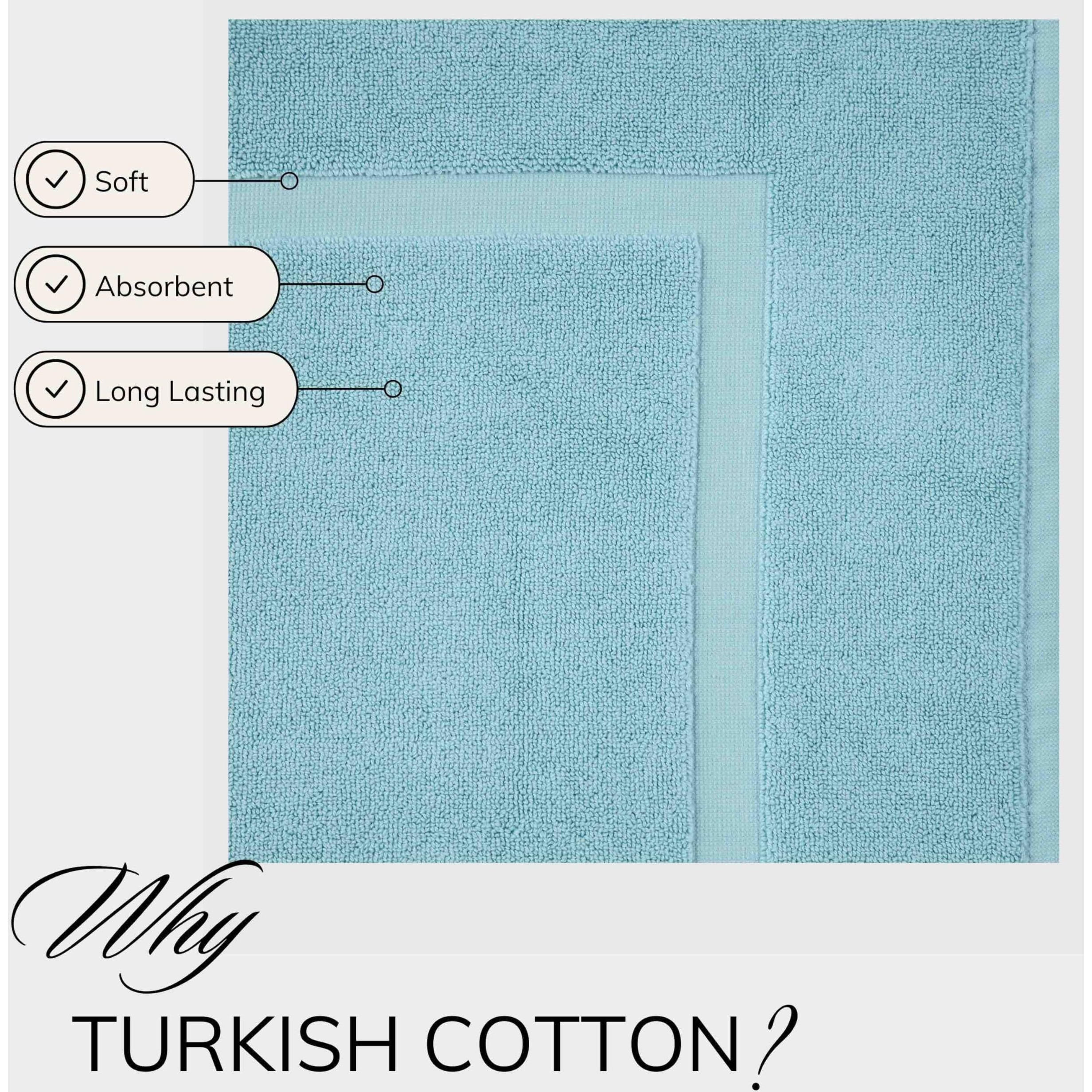 Textilom Luxury 2 Pack Banded Cotton Bath Mats For Bathroom Floor [ Hotel, Spa, Tub, Shower Bath Mat Floor Towel Set ], Machine Washable & Soft & Absorbent & Quick Dry (20 ' 'X34 ' ')- Green