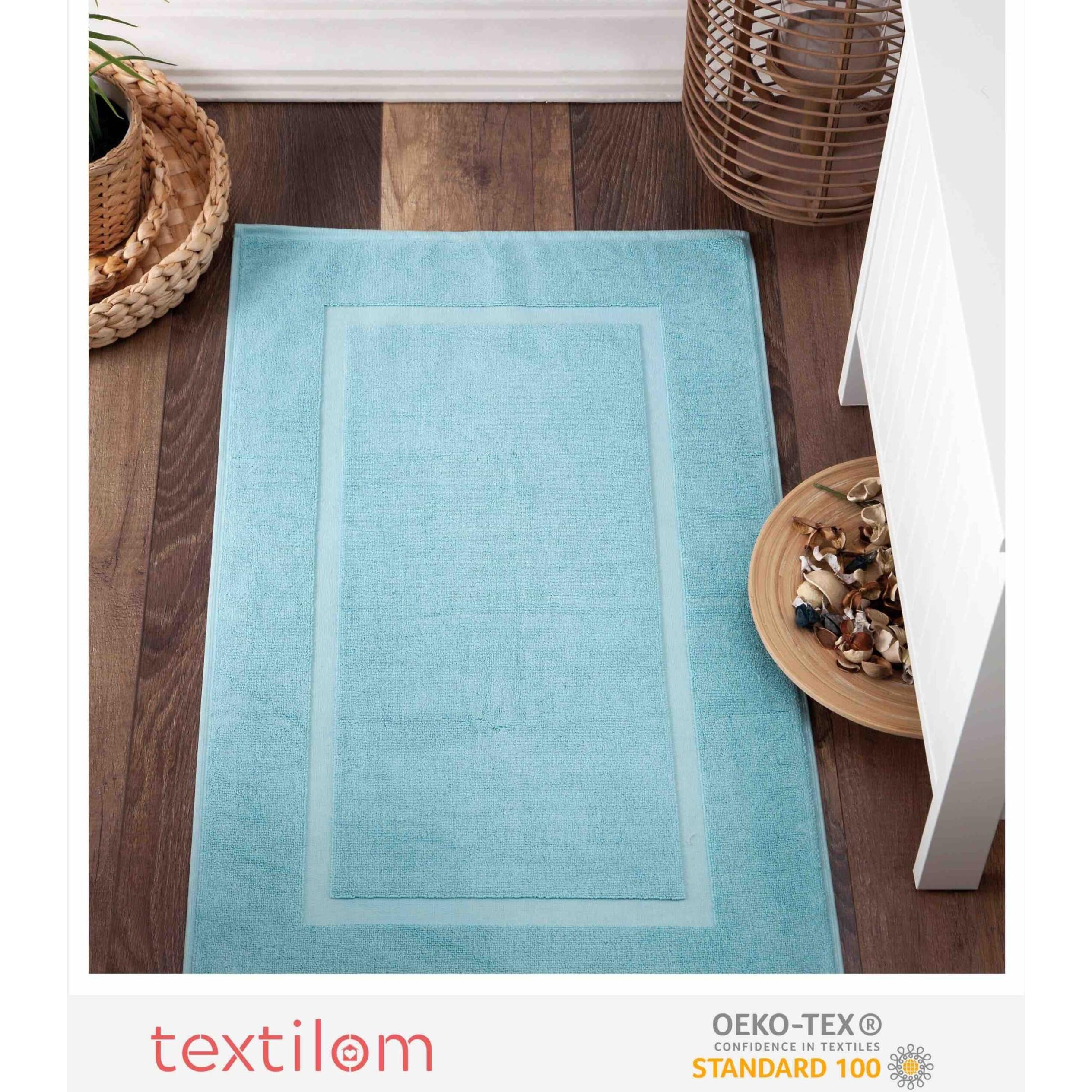 Textilom Luxury 2 Pack Banded Cotton Bath Mats For Bathroom Floor [ Hotel, Spa, Tub, Shower Bath Mat Floor Towel Set ], Machine Washable & Soft & Absorbent & Quick Dry (20 ' 'X34 ' ')- Green