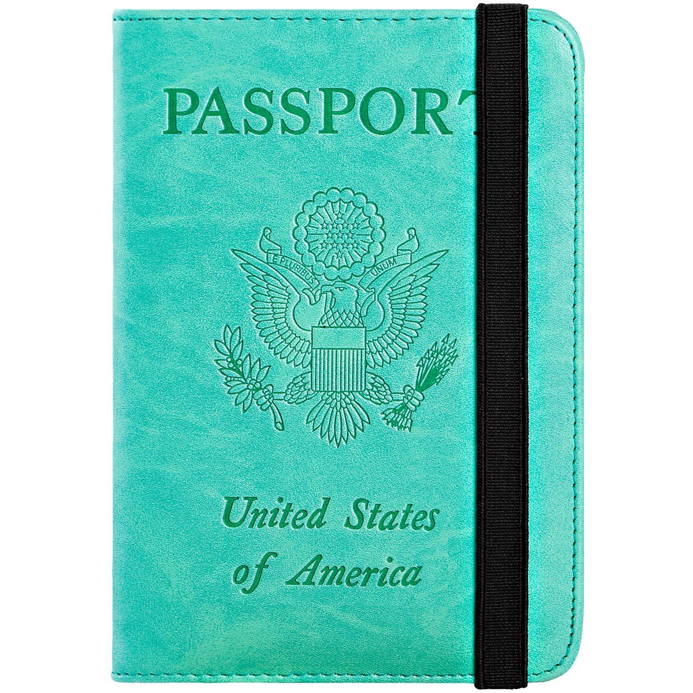 Passport Holder Cover Wallet Travel Essentials Rfid Blocking Leather Card Case International Travel Must Haves Travel Accessories For Women Men(101Green)