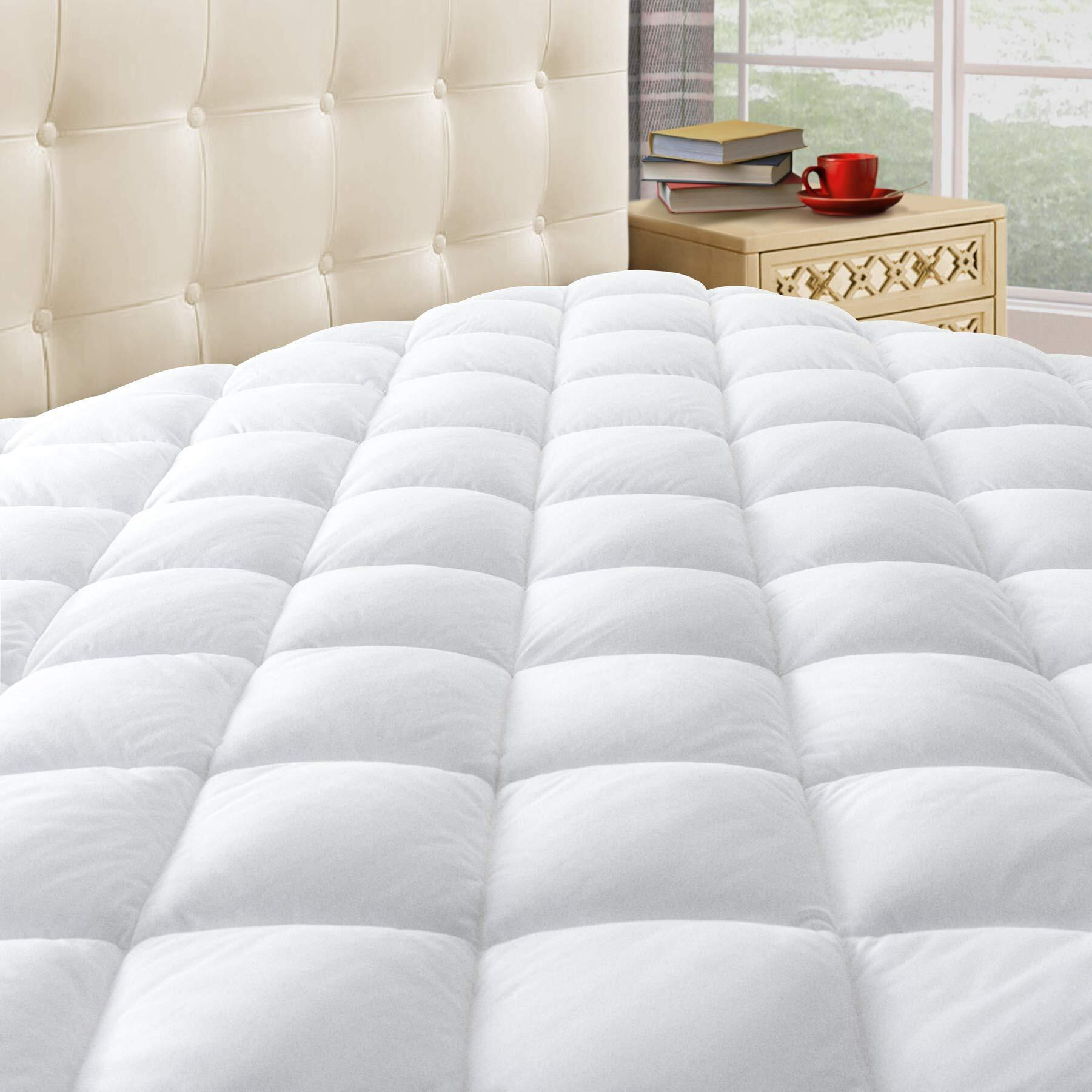Taupiri Full Quilted Mattress Pad Cover With Deep Pocket (8-21), Cooling Soft Pillowtop Mattress Cover, White