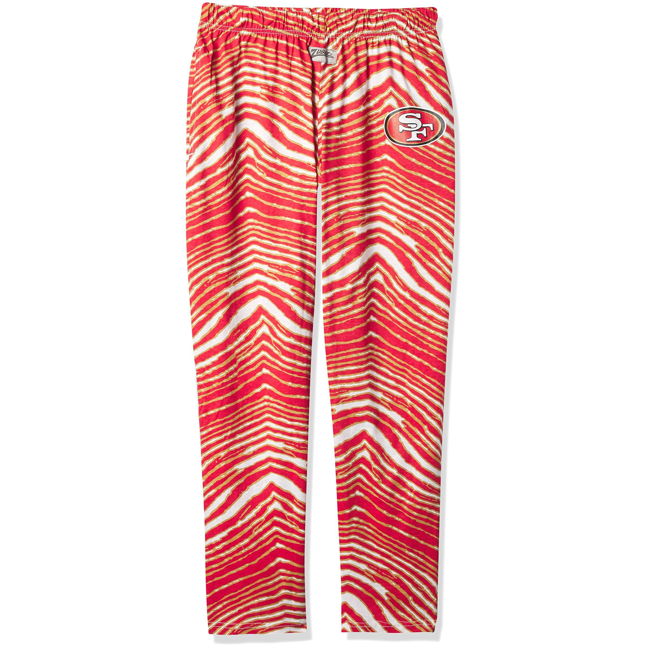 Officially Licensed Zubaz Men's Nfl Nfl Zebra Pant Left Hip Logo Track Pant, San Francisco 49Ers, Size Small