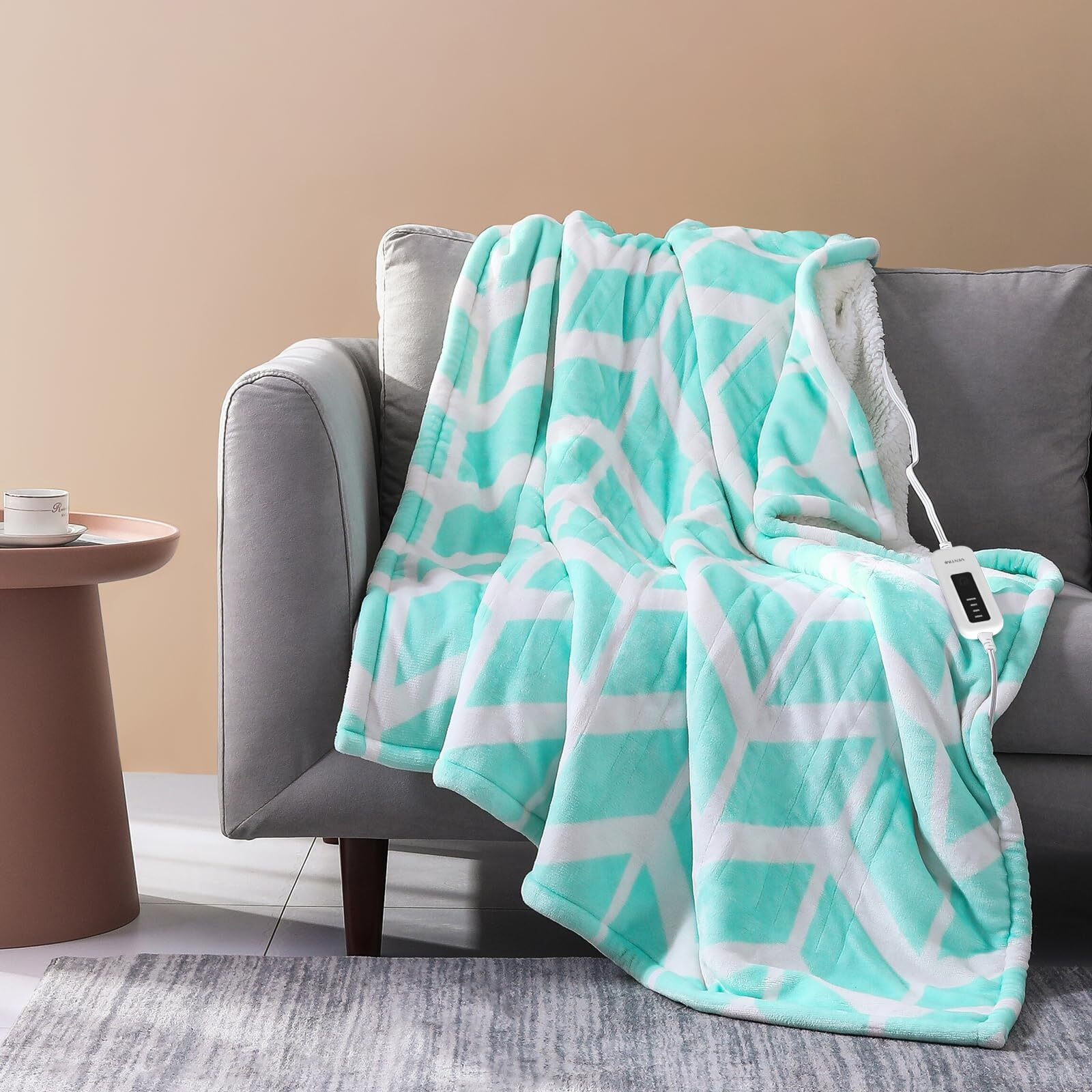 Ventimi Electric Blanket Heated Throw, 50 X 60 Heated Blanket With 4 Heat Levels & 3 Hours Auto Off, Fast Heating Blanket With Etl & Fcc Certification, Green