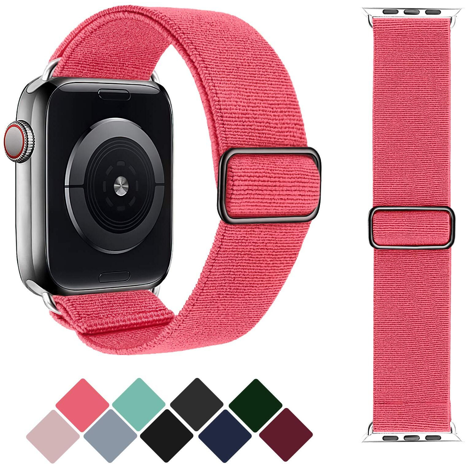 Greatfine Stretchy Solo Loop Strap Compatible With Apple Watch Band 38Mm 40Mm 44Mm 41Mm 42Mm 45Mm 49Mm, Elastic Nylon Watch Band Women Men Sport Strap For Iwatch Series 9 8 7 6 5 4 3 2 1 Se Ultra 2,G