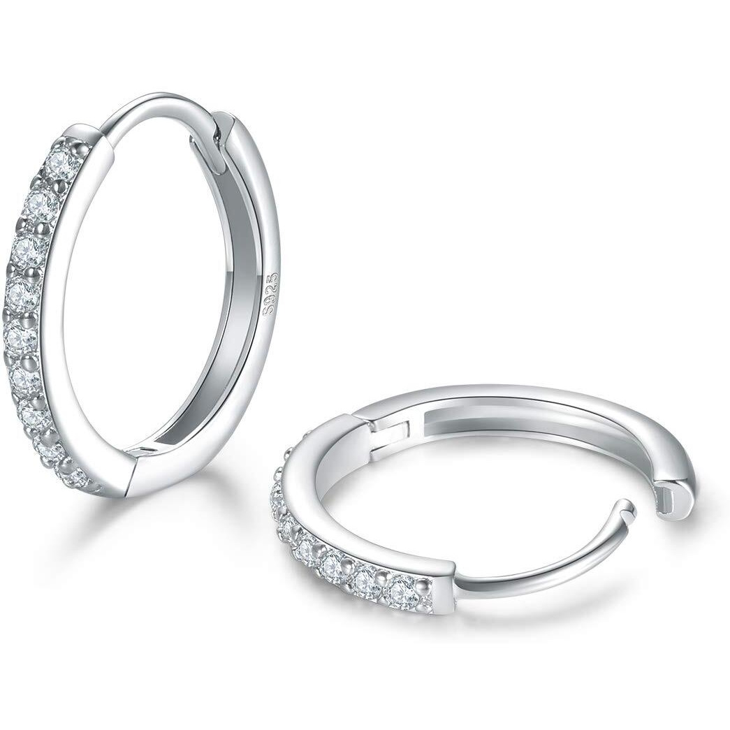Sterling Silver Small Hoop Earrings | Sterling Silver Stud Earrings For Women - 6 Pairs Hypoallergenic Cartilage Earring Hoops & Tiny Cubic Zirconia Stud Earrings Set
