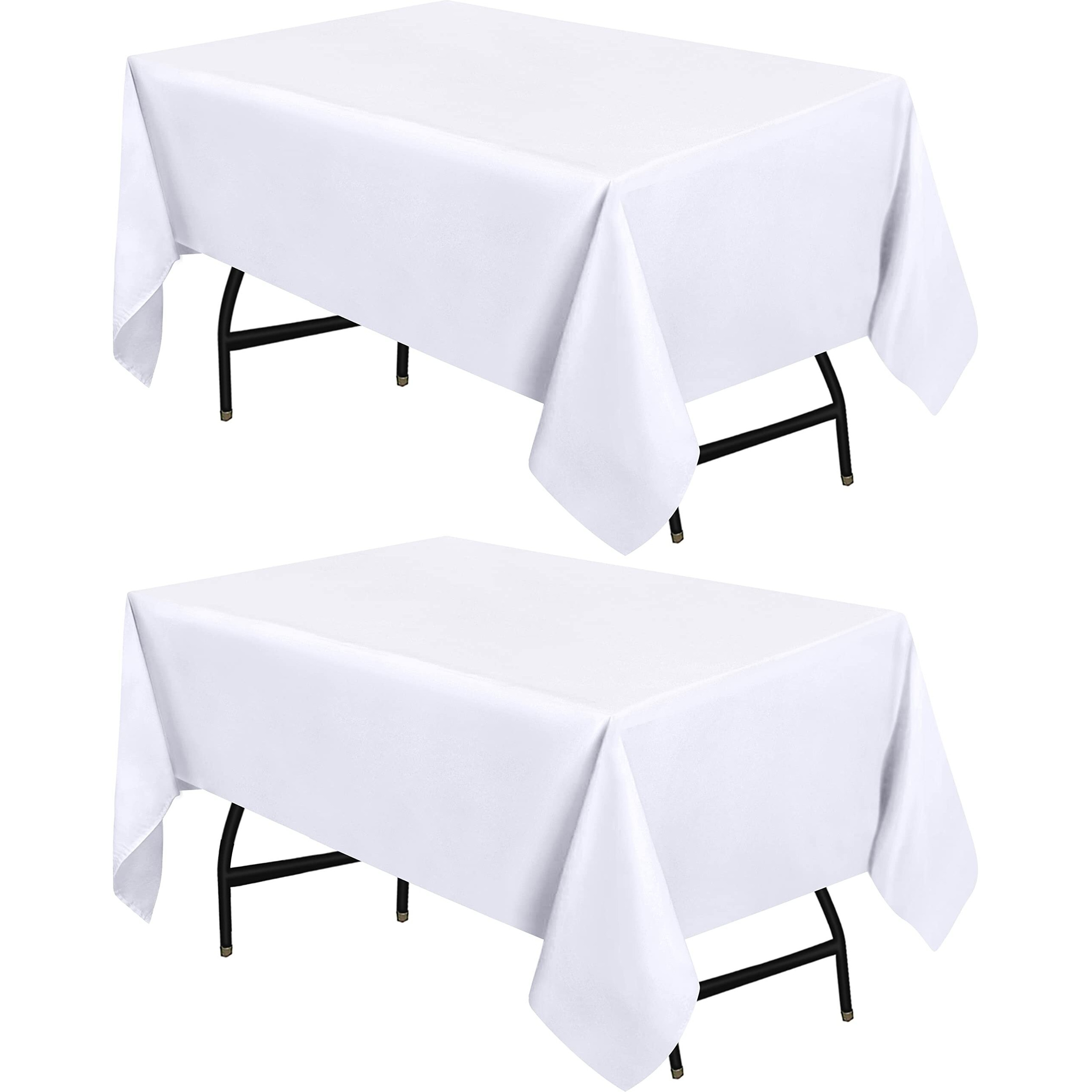 Utopia Kitchen Square Table Cloth 2 Pack [60X60 Inches, White] Tablecloth Machine Washable Fabric Polyester Table Cover For Dining, Buffet Parties, Picnic, Events, Weddings And Restaurants