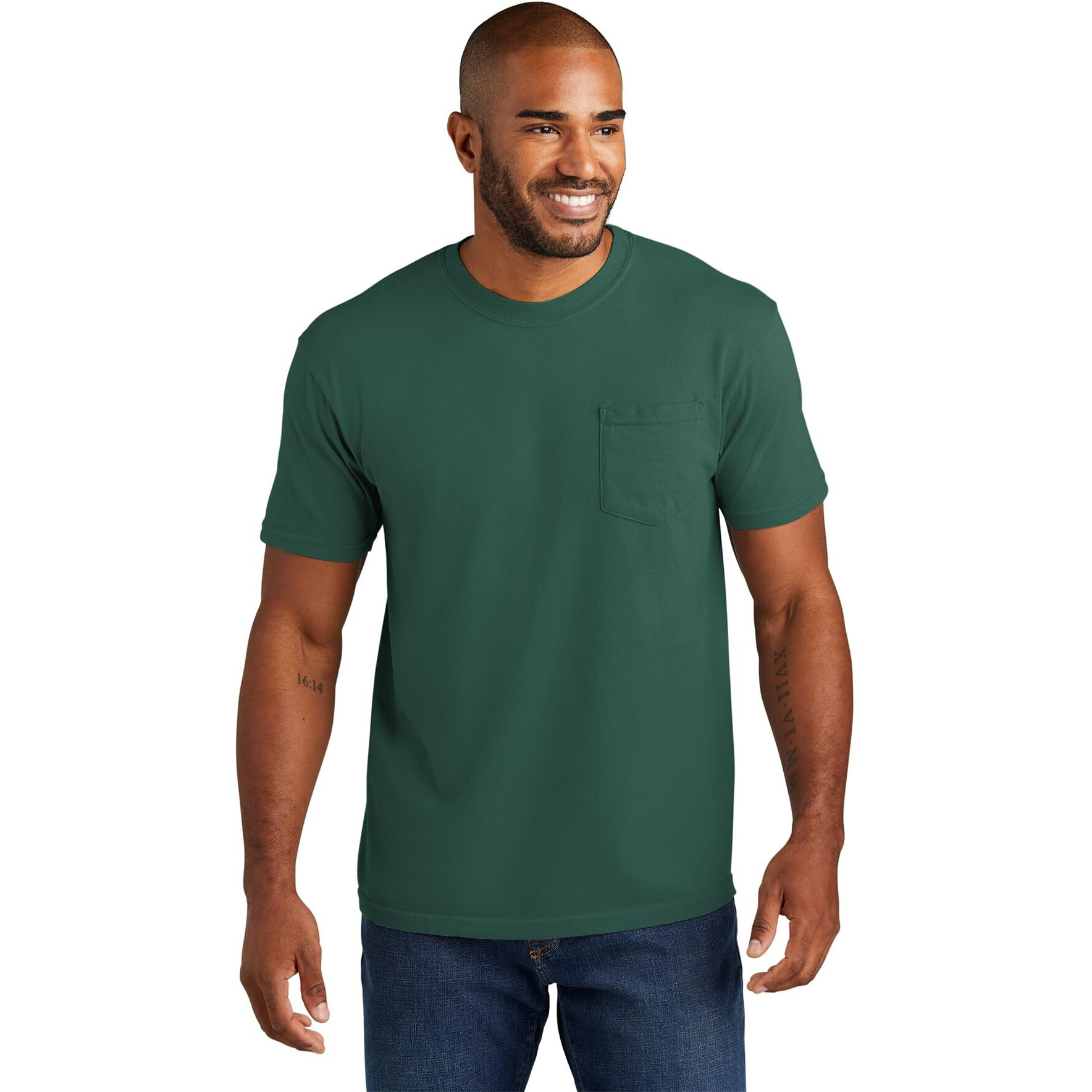 Comfort Colors Men 's Adult Short Sleeve Pocket Tee, Style 6030 (Large, Emerald)