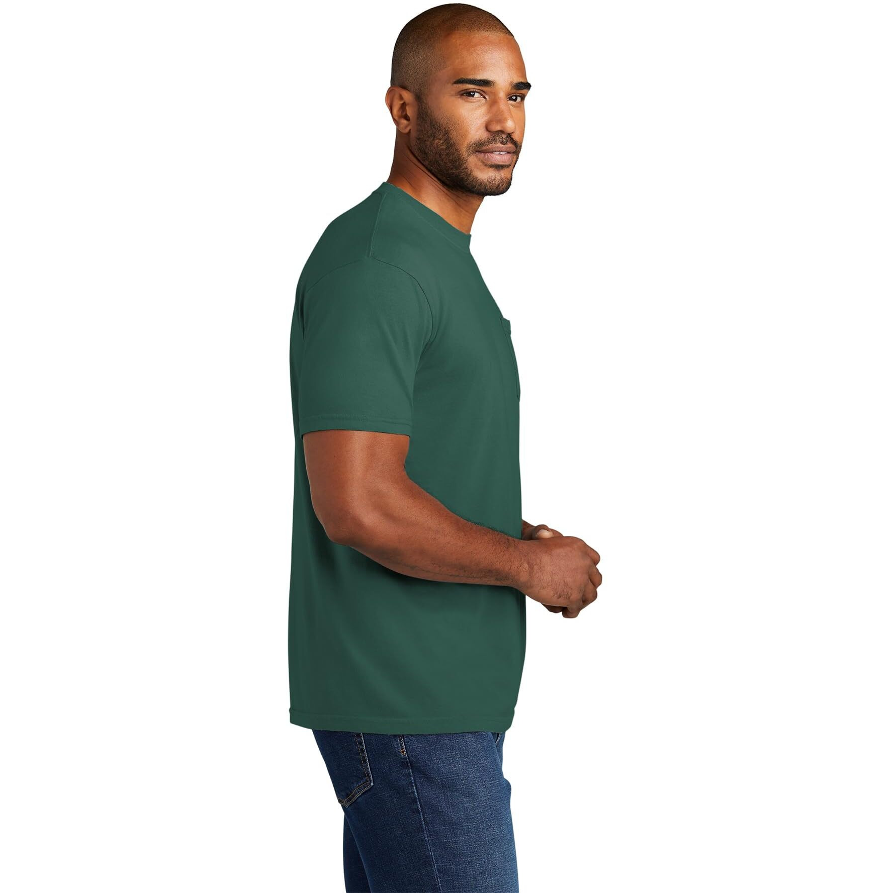 Comfort Colors Men 's Adult Short Sleeve Pocket Tee, Style 6030 (Large, Emerald)