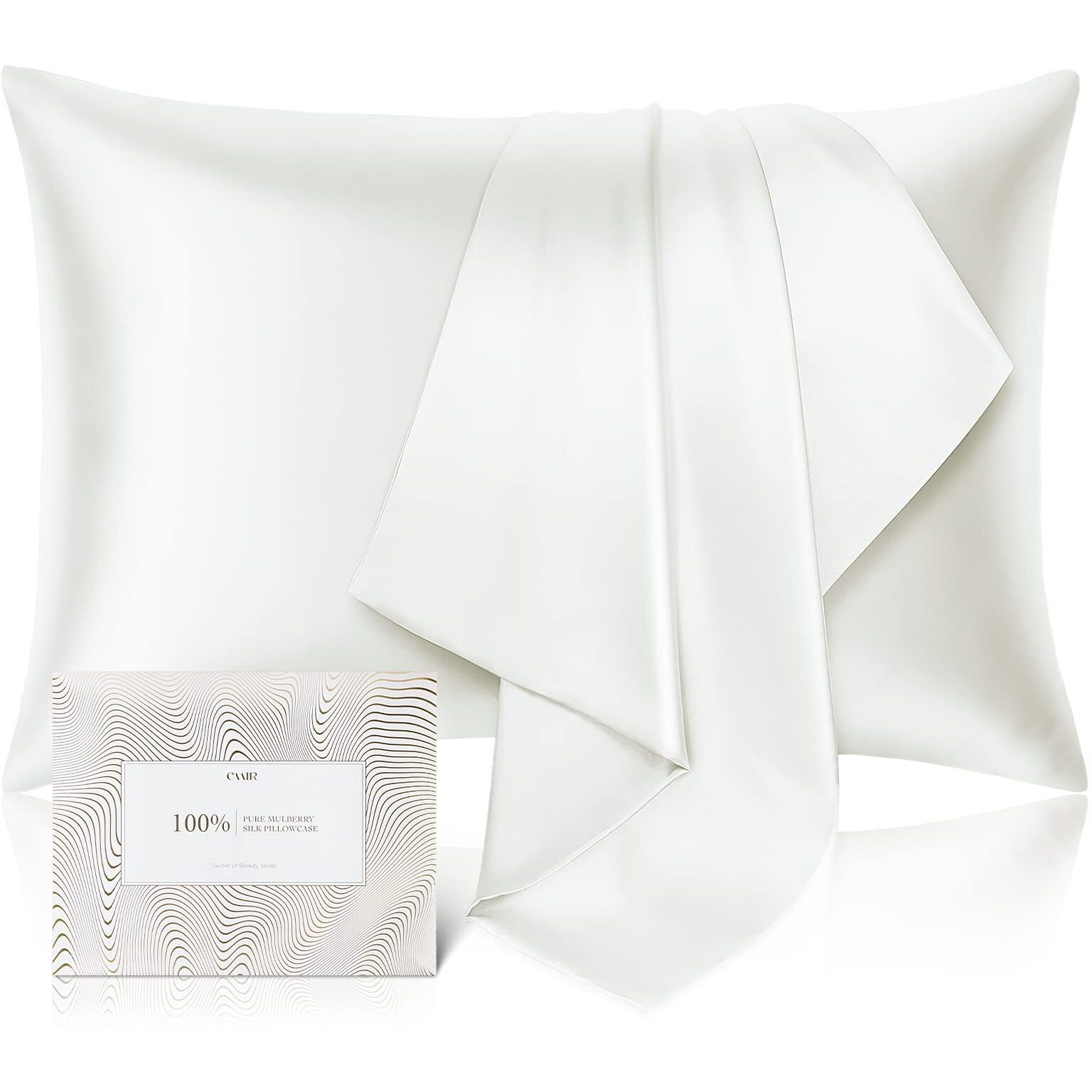 100% Pure Mulberry Silk Pillowcase For Hair And Skin - Allergen Resistant Dual Sides,600 Thread Count Silk Bed Pillow Cases With Hidden Zipper,1Pc,King Size,Ivory