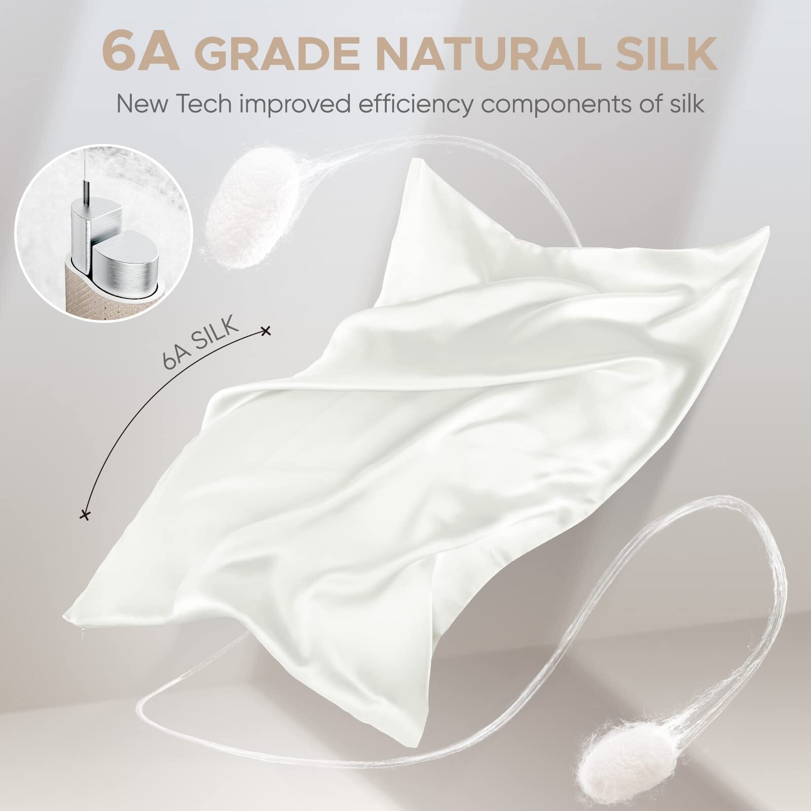 100% Pure Mulberry Silk Pillowcase For Hair And Skin - Allergen Resistant Dual Sides,600 Thread Count Silk Bed Pillow Cases With Hidden Zipper,1Pc,King Size,Ivory