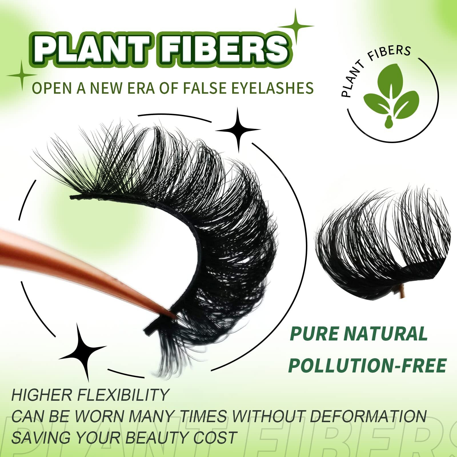 3D Plant Fibre Russian Strip Lashes, D Curl Lash Strips, Natural False Lashes Mink, Wispy Fake Lashes, D Curl Strip Lashes, Natural Wispies Mink Eyelashes, Faux Mink Eyelashes Natural Look(Sdc14)