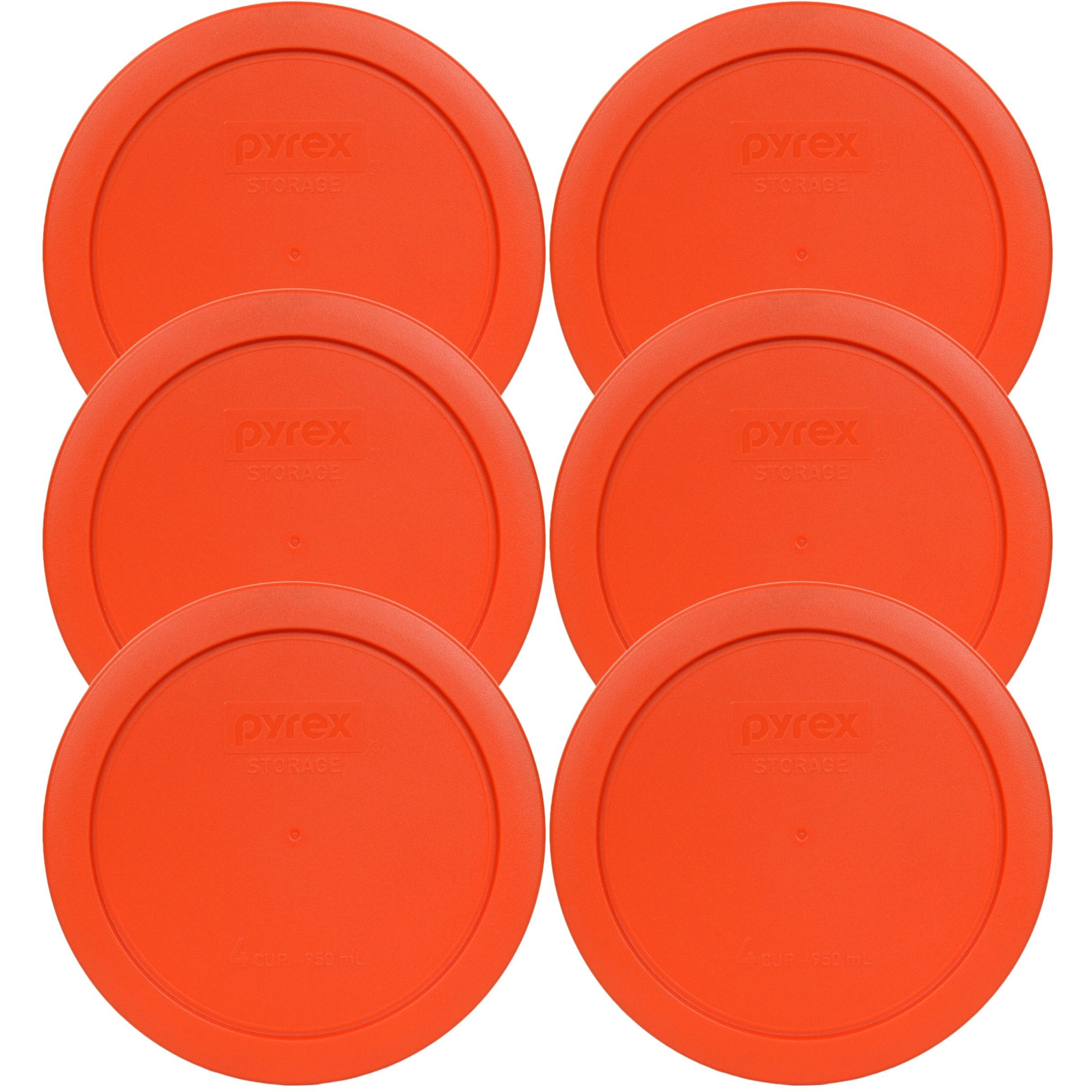 Pyrex 7201-Pc Round 4 Cup Storage Lid For Glass Bowls (6, Pumpkin Orange)