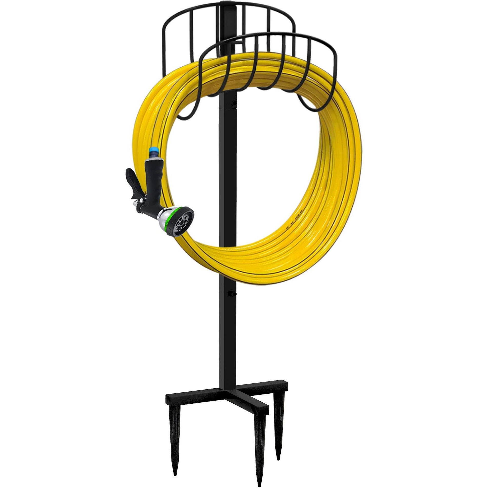 Artigarden Freestanding Garden Hose Holder Hanger, Heavy Duty Metal Water Hose Storage Stand Rack