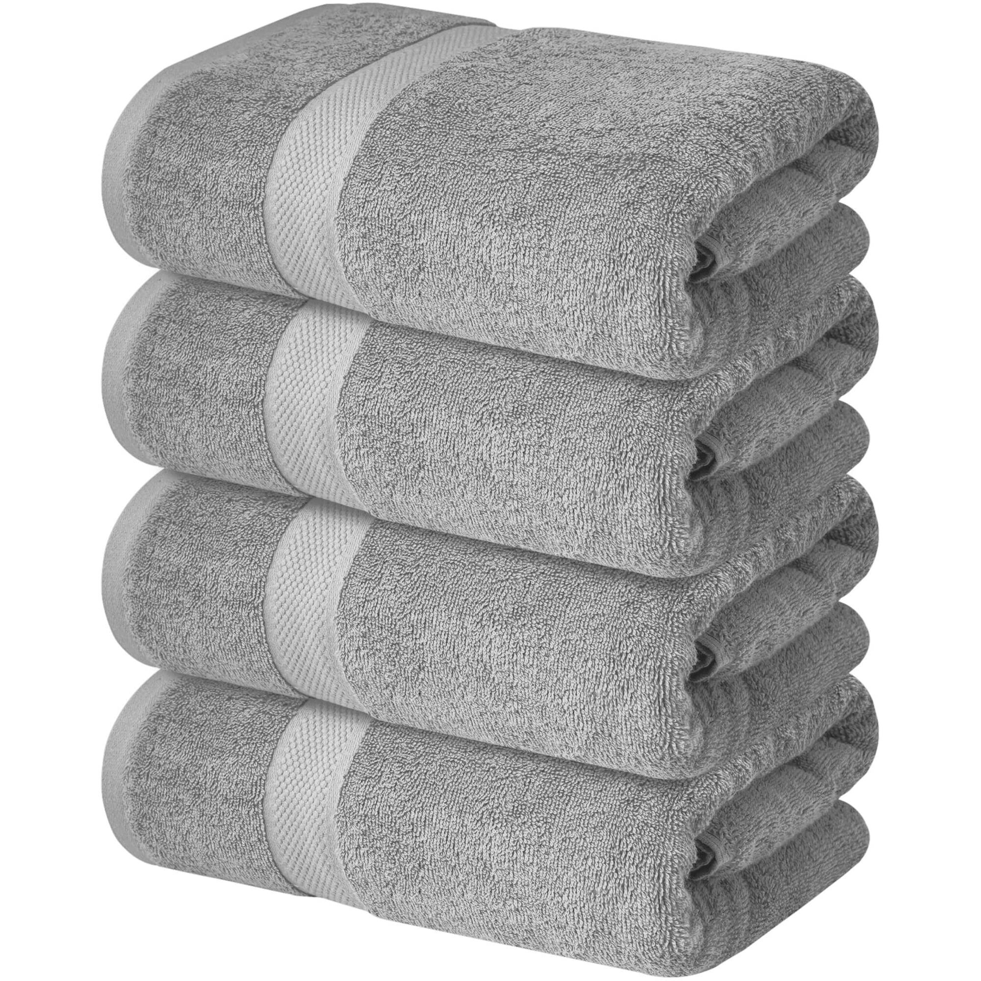 Infinitee Xclusives Premium Bath Towels Set Pack Of 4-100% Ring Spun Cotton Towels - Grey Bath Towels 27 X 54 - Soft Feel, Quick Dry, Highly Absorbent Durable Towels, Perfect For Daily Use