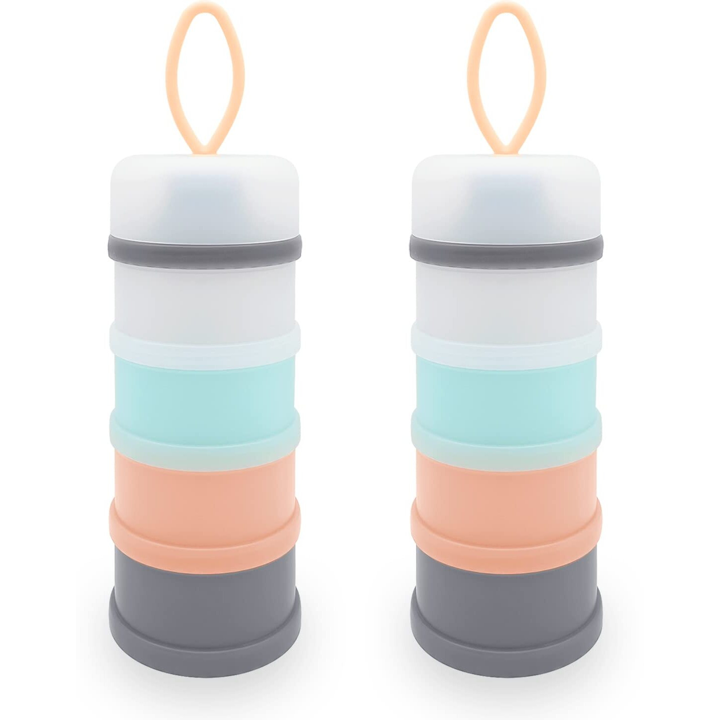 Ladiso Baby Formula Dispenser, Formula Container, Portable Milk Powder Container, Non-Spill Stackable Baby Snack Storage Container, Baby Feeding Travel Storage Container, Bpa Free, 4 Layers 2 Packs