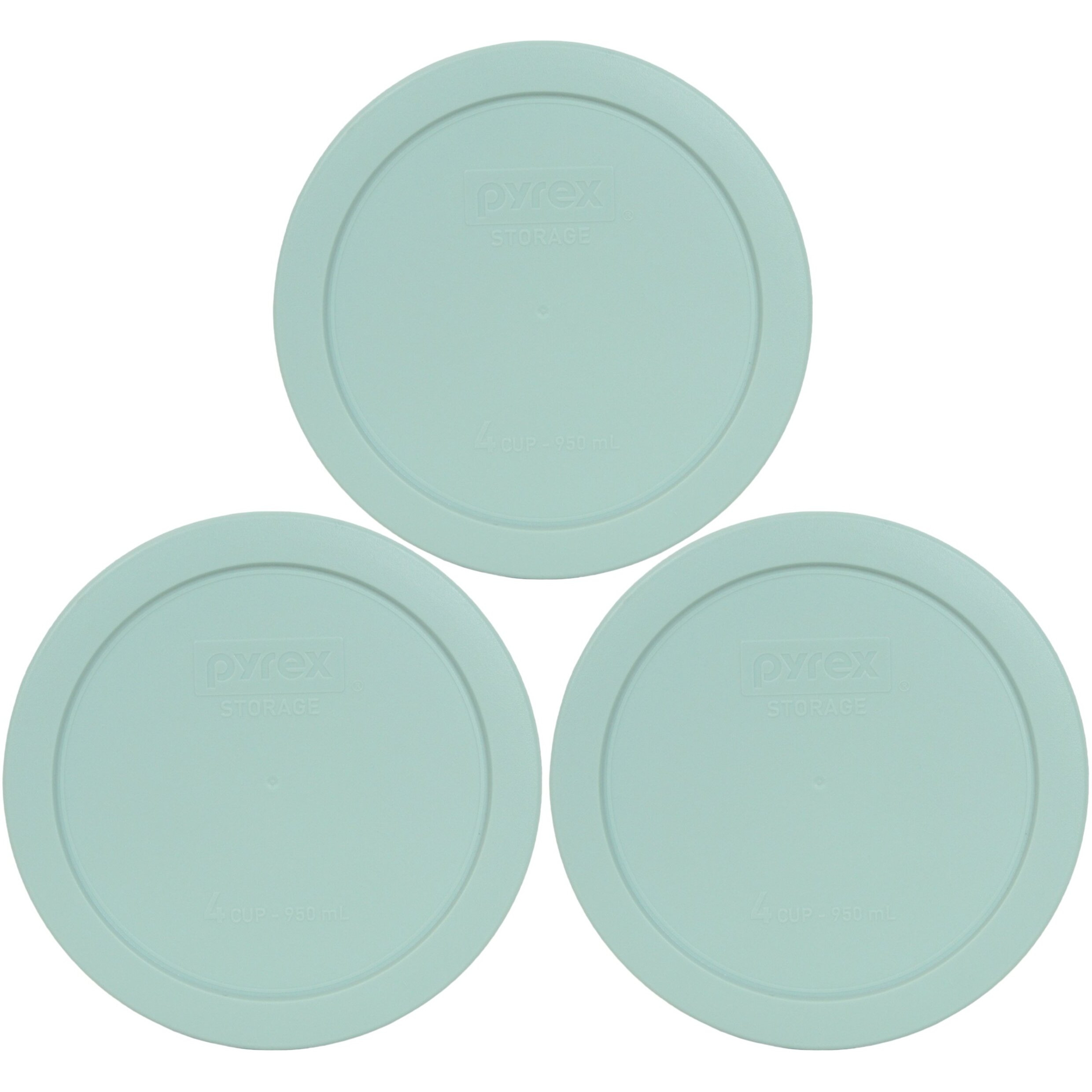 Pyrex Bundle - 3 Items 7201-Pc 4-Cup Muddy Aqua Plastic Food Storage Lids