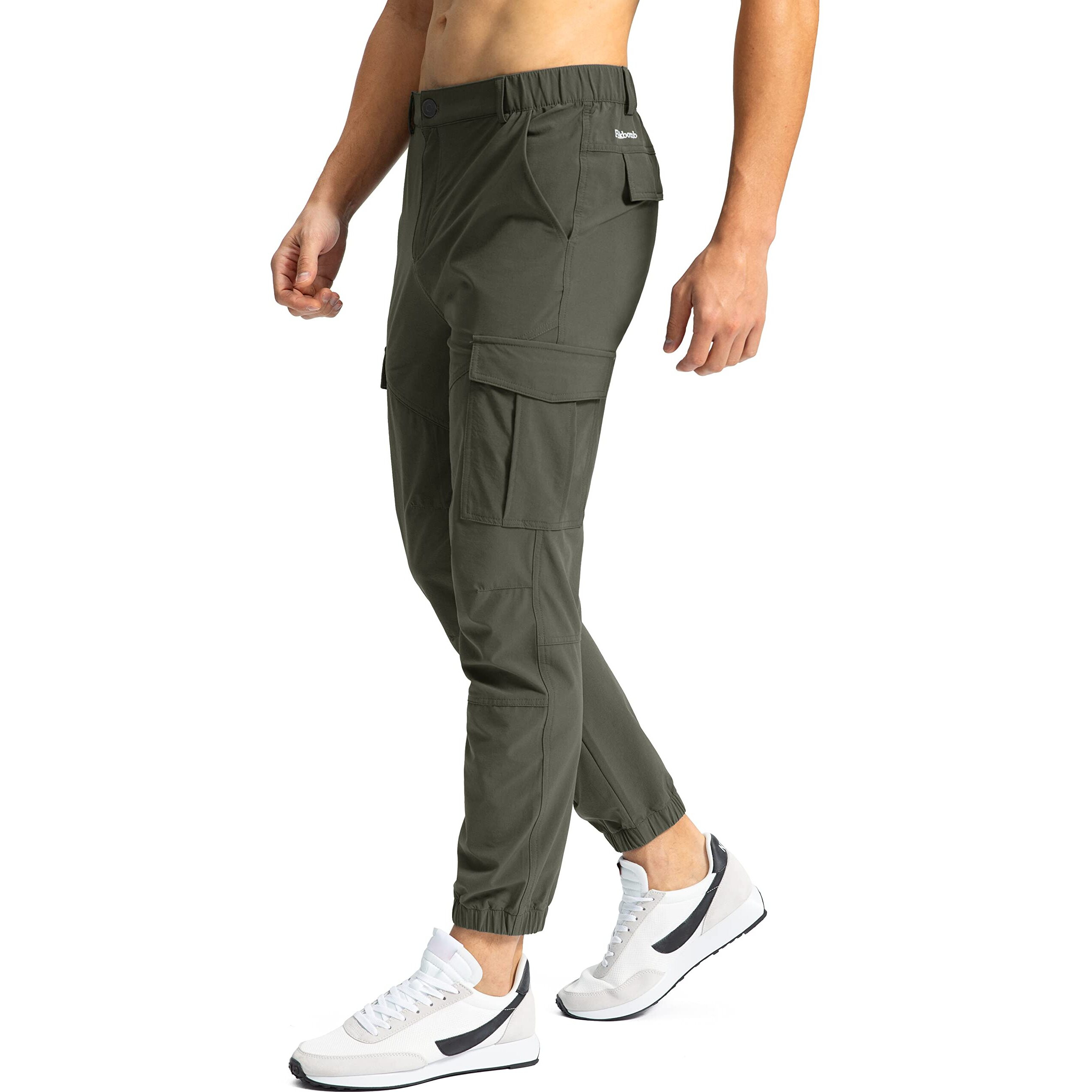 Pinkbomb Men 's Hiking Cargo Pants With 7 Pockets Slim Fit Stretch Joggers Golf Cargo Work Pants For Men(Army Green,Xl)