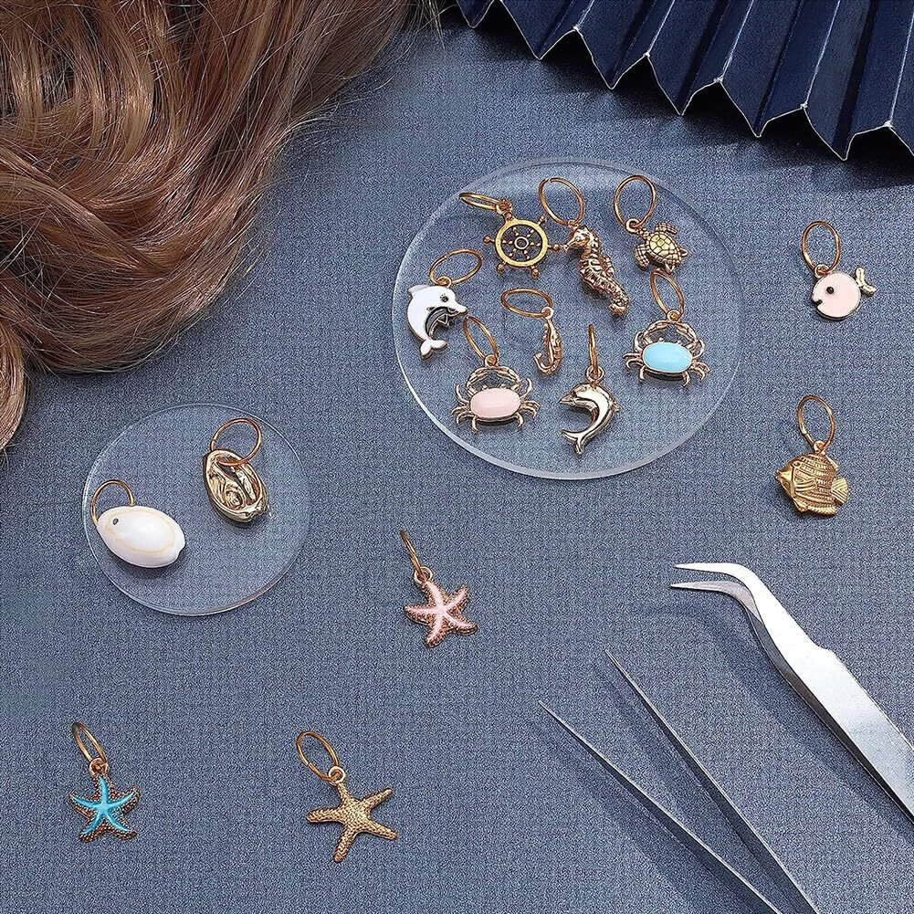 Nbeads 30 Pcs Ocean Theme Stitch Markers, Alloy Enamel Crochet Stitch Marker Charms Locking Stitch Marker Ocean Hair Rings Jewelry Pendant For Knitting Weaving Sewing Accessories Handmade Jewelry