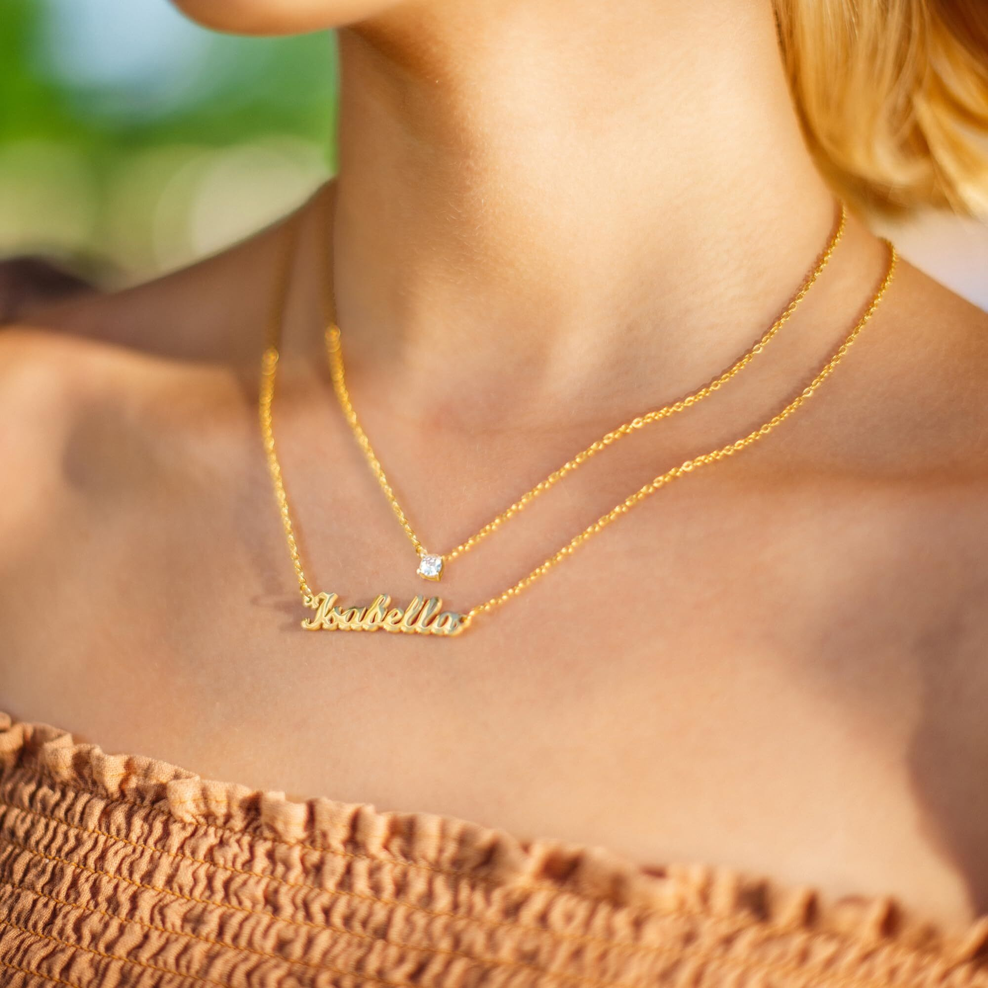 Ldurian Custom Name Necklace, Jade Name Plate Pendant Necklace Pre Gifts, Charm Necklaces Jewelry For Birthday Anniversary
