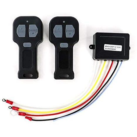 Qwork 12V Car Wireless Winch Electric Remote Control, 2 Pack Universal Mini 5 Wire Control Winch With Dual Manual Matching Transmitter Kit For Truck, Atv And Suv Winch Wireless System