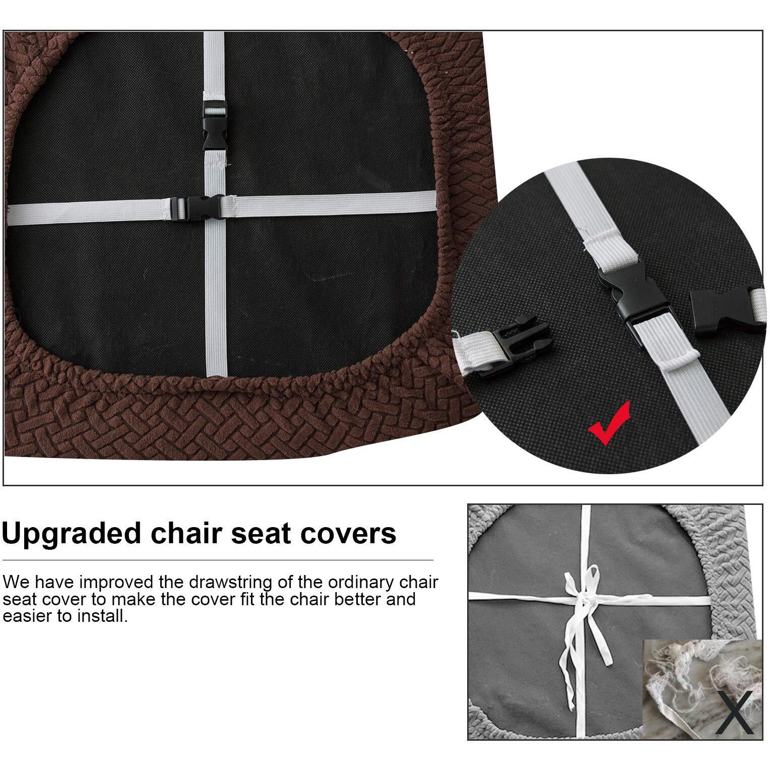 Genina Waterproof Seat Covers For Dining Room Chairs Covers Dining Chair Seat Covers Kitchen Chair Covers Slipcovers (Chocolate, 4 Pcs)