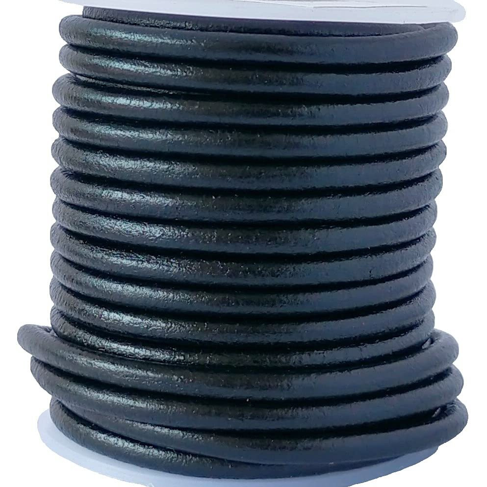 Cords Essentials Round Leather String Cord 4Mm Black 11 Yards