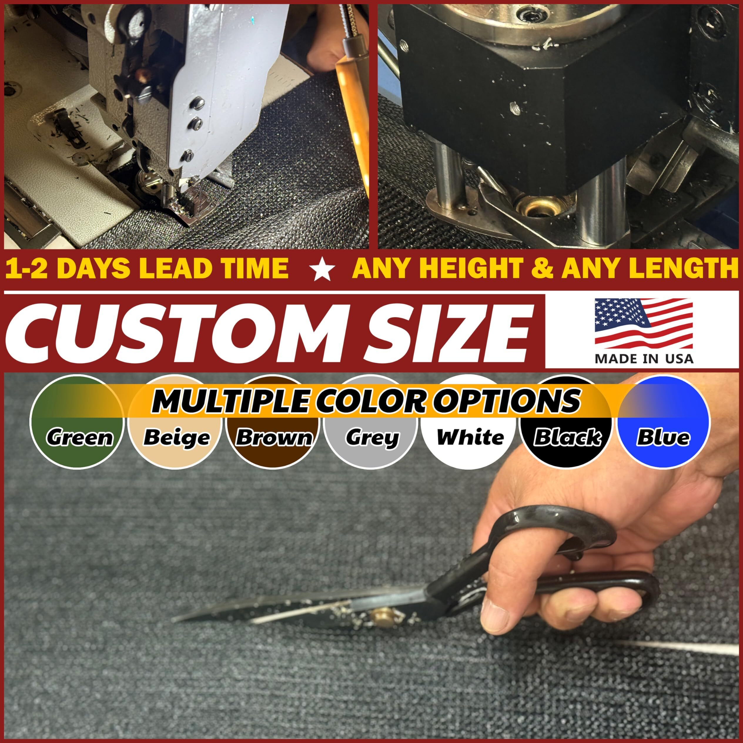 Amgo Custom Made 5 ' X 199 ' Green Fence Privacy Screen Windscreen With Bindings & Grommets, Heavy Duty For Commercial And Residential, 90% Blockage, Cable Zip Ties Included (We Customize)