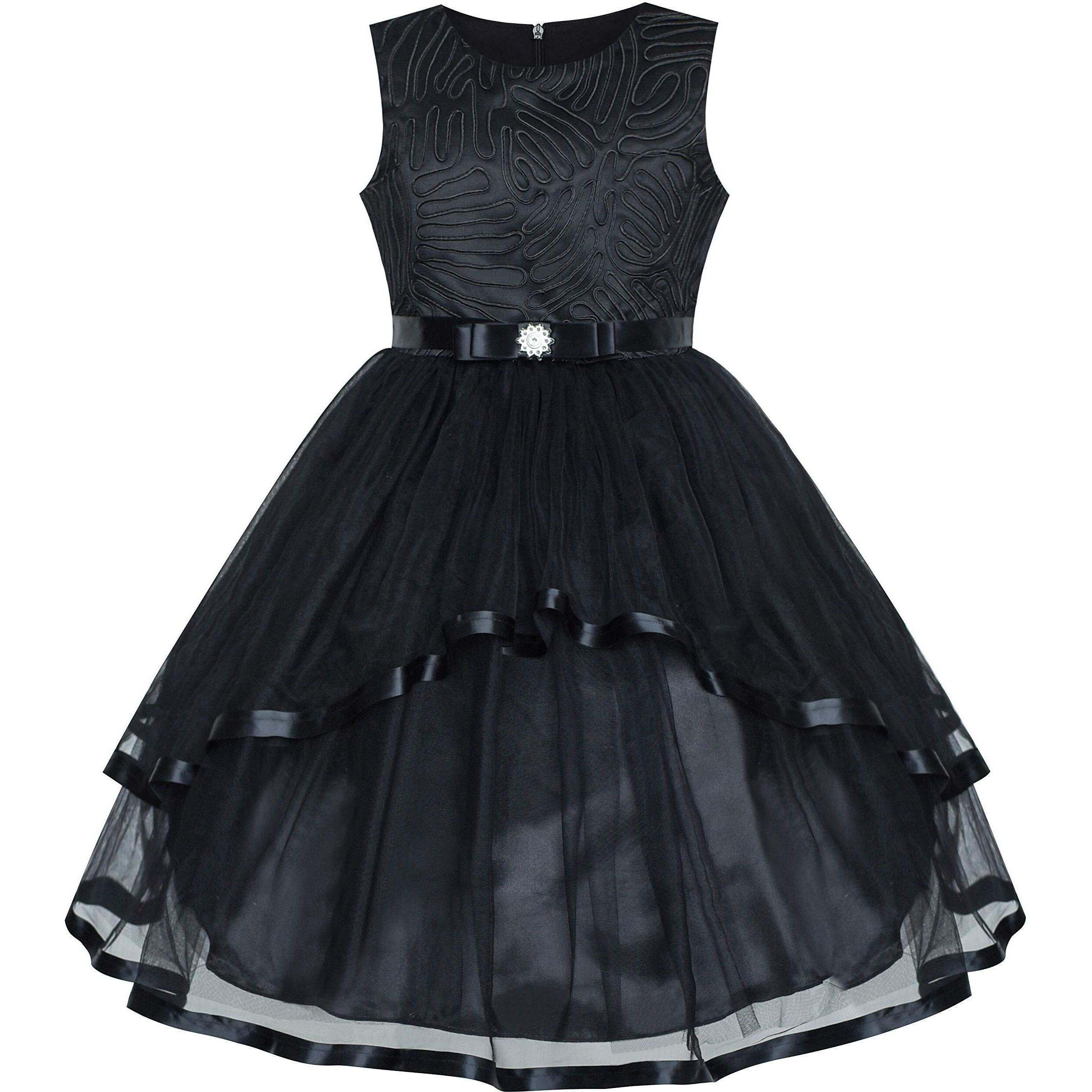 Sunny Fashion Flower Girl Dress Black Wedding Party Bridesmaid Dress Size 10